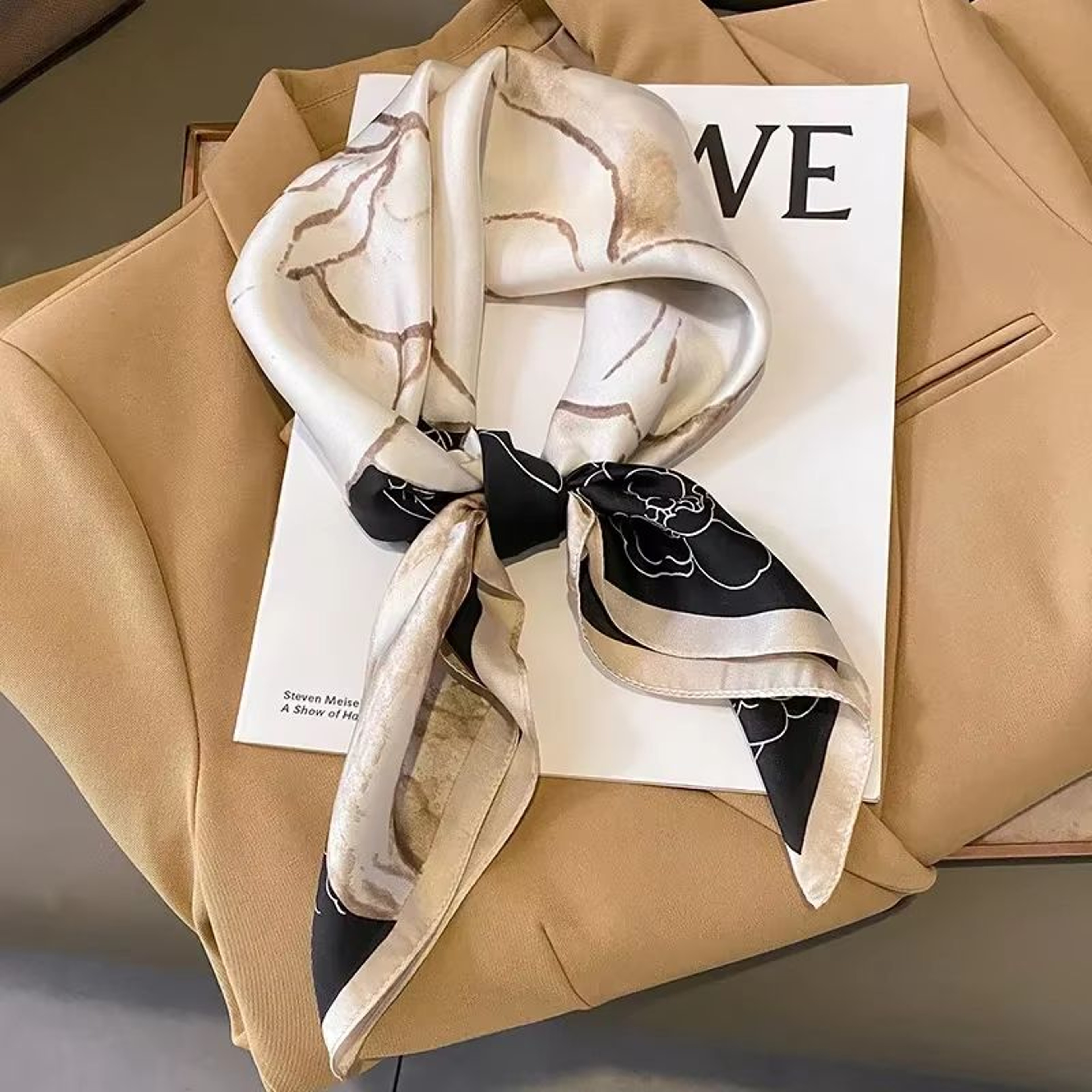 LuxeGlow Silk Feeling Scarf  Luxury Square Satin Neckerchief  Fashion Headscarf For Women 5