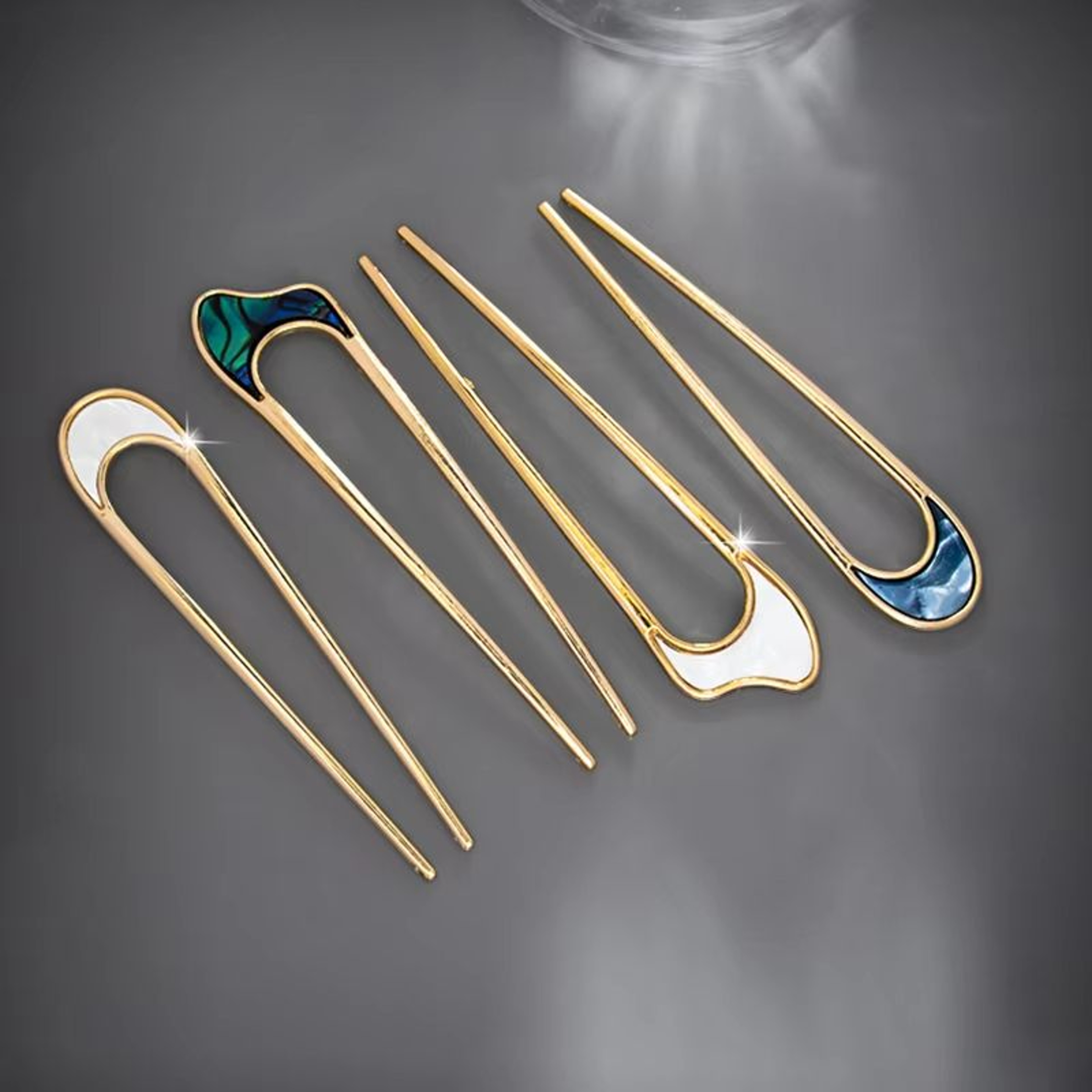 LunaShell Shell Hairpin  Silver  Gold Enamel U Shape Hair Stick For Women 0