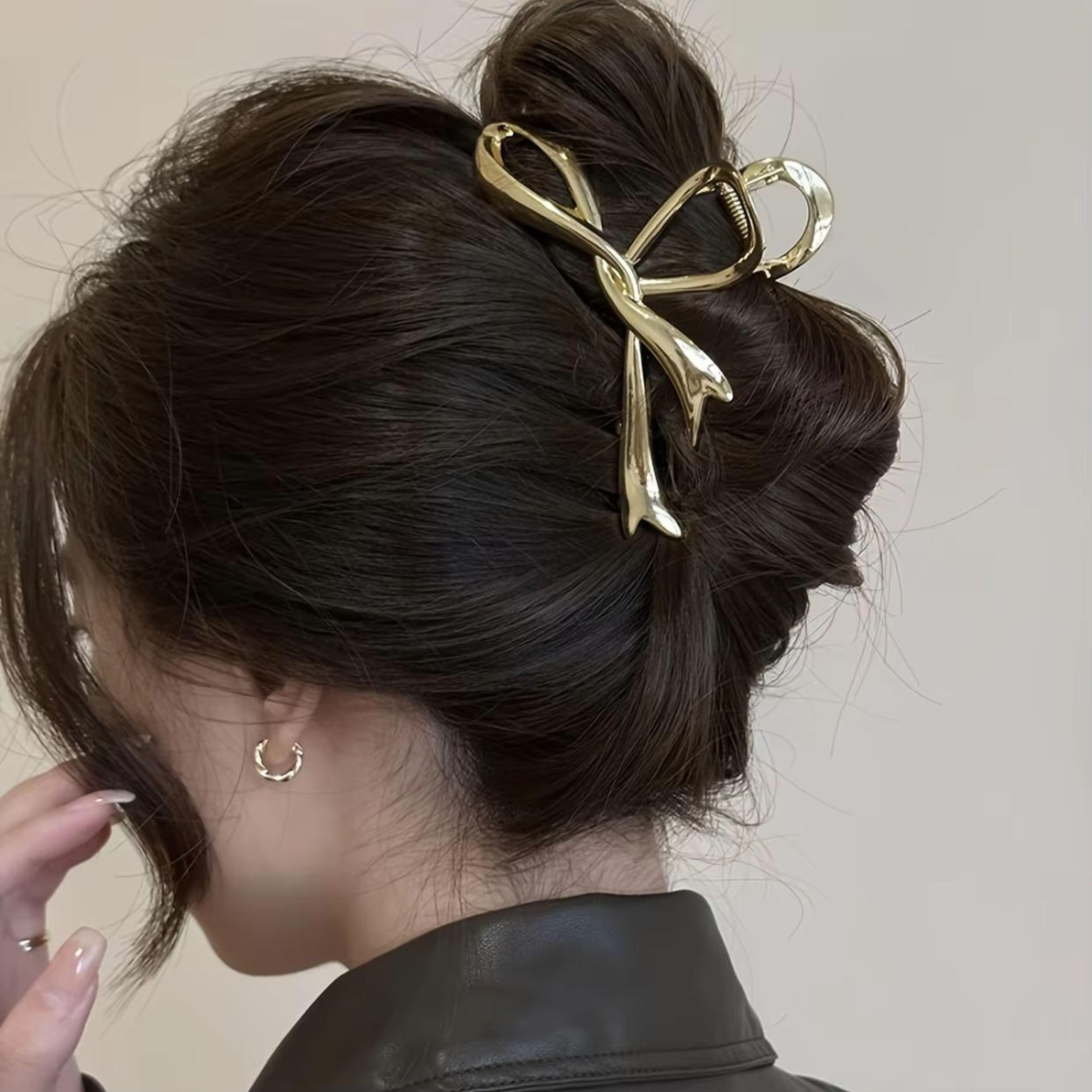 RibbonCharm Bow Hair Claw  Vintage Metal Ribbon Clip For Ponytails  Updos 9