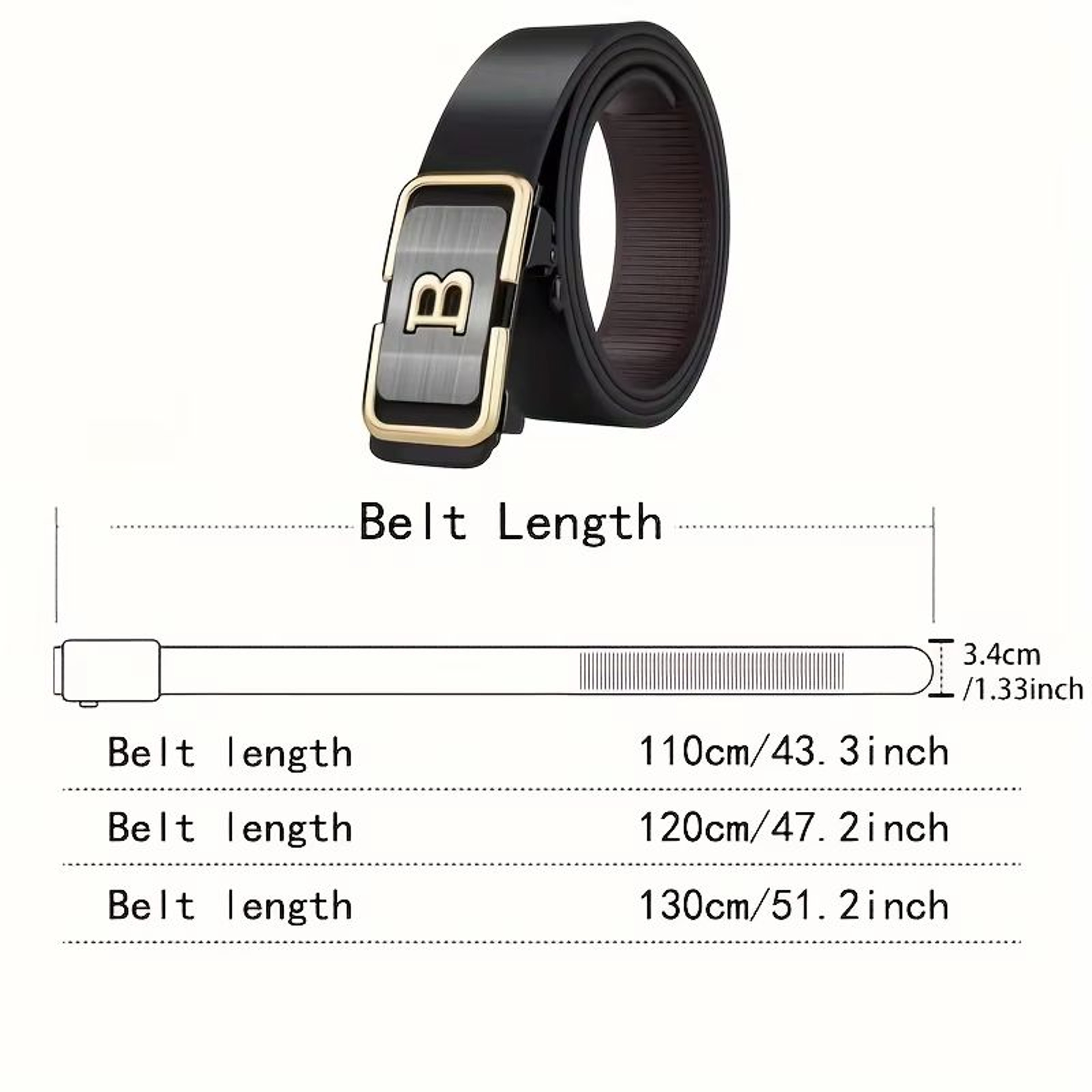 PrimeLetter Mens Automatic Buckle Belt  Toothless Business Fashion Belt With Letter Buckle 5