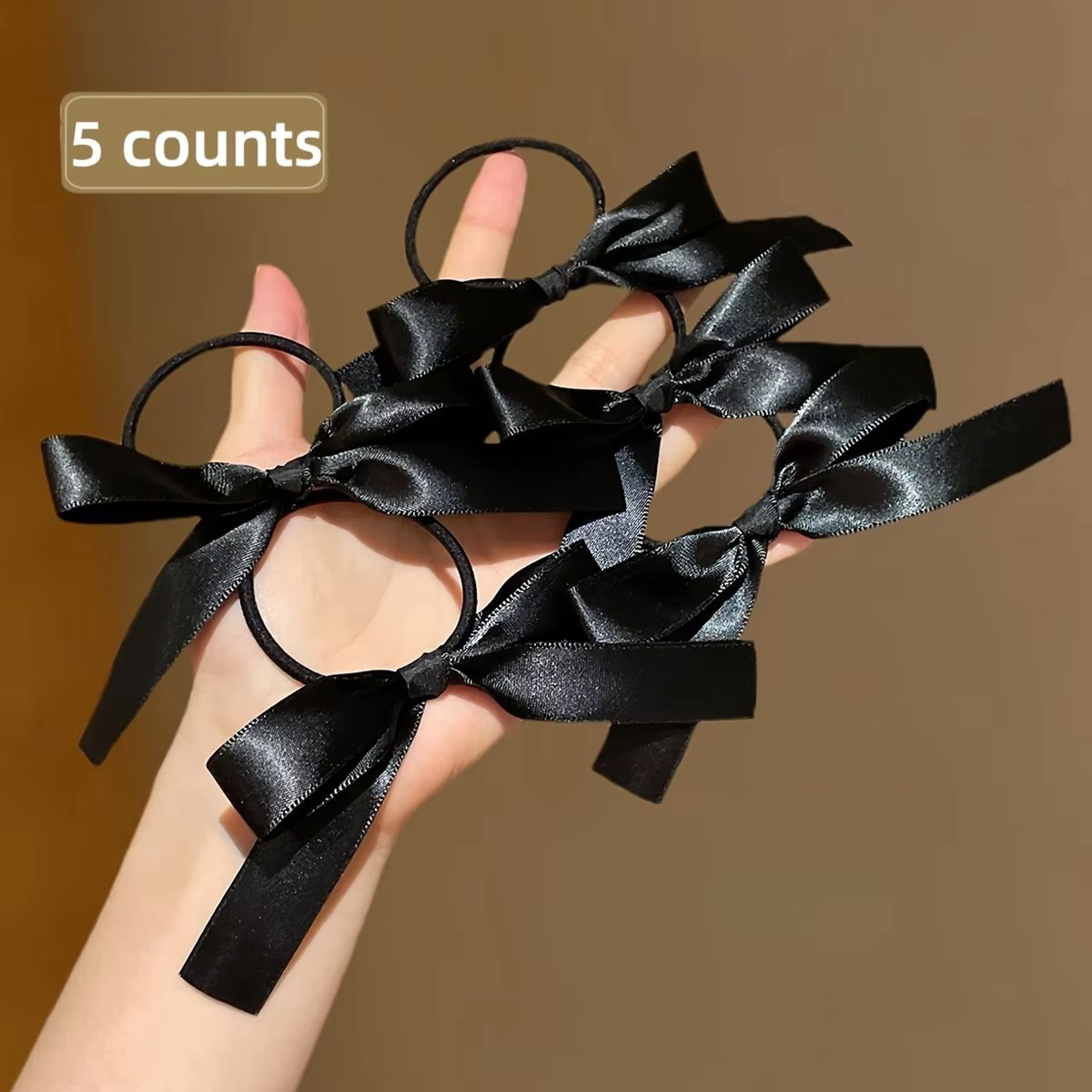 Elegant Black Bow Hair Tie Set  5Piece Fashion Accessories For Women 6