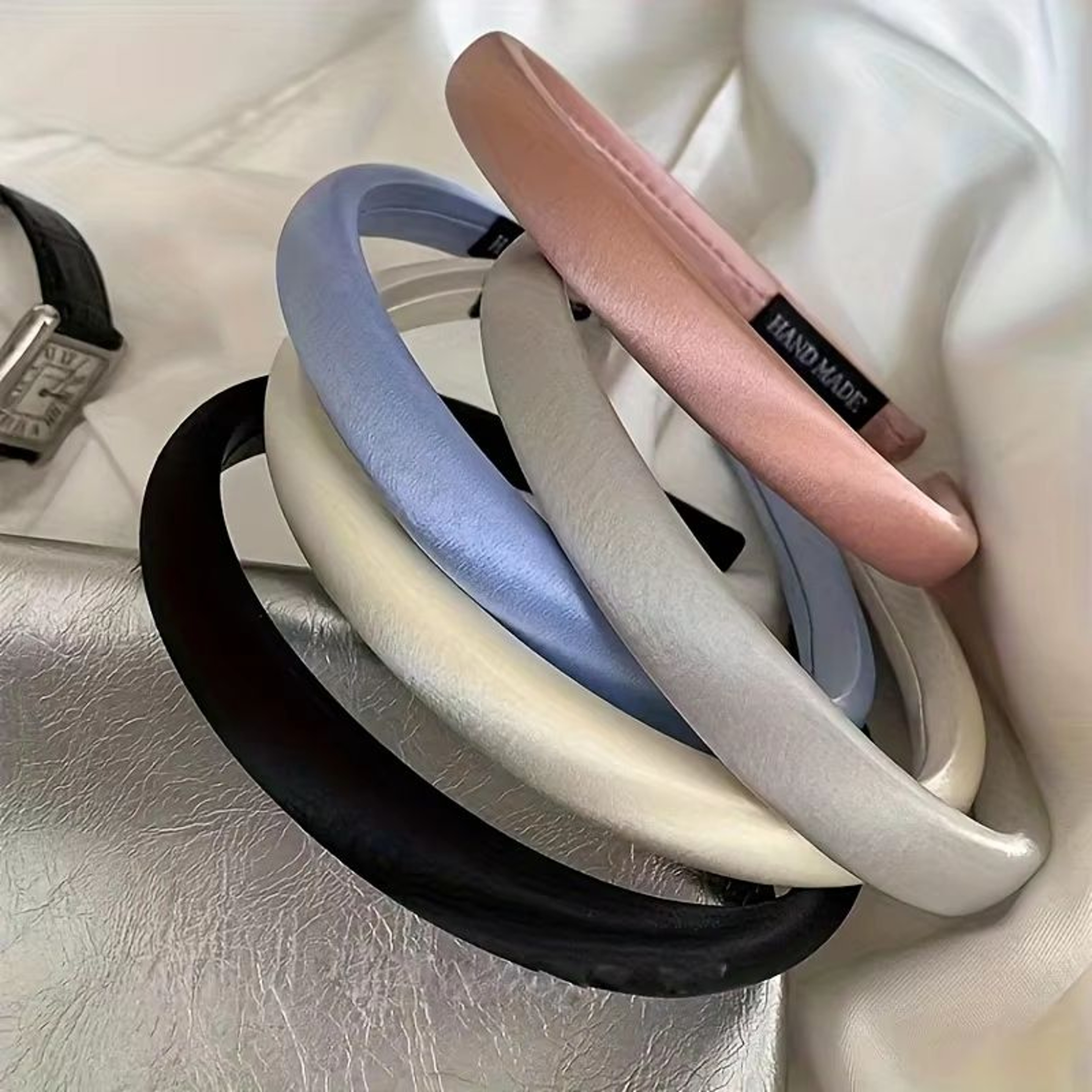 SilkTouch Solid Satin Headband  Vintage Thick Elastic Hair Hoop For Women  Girls 0