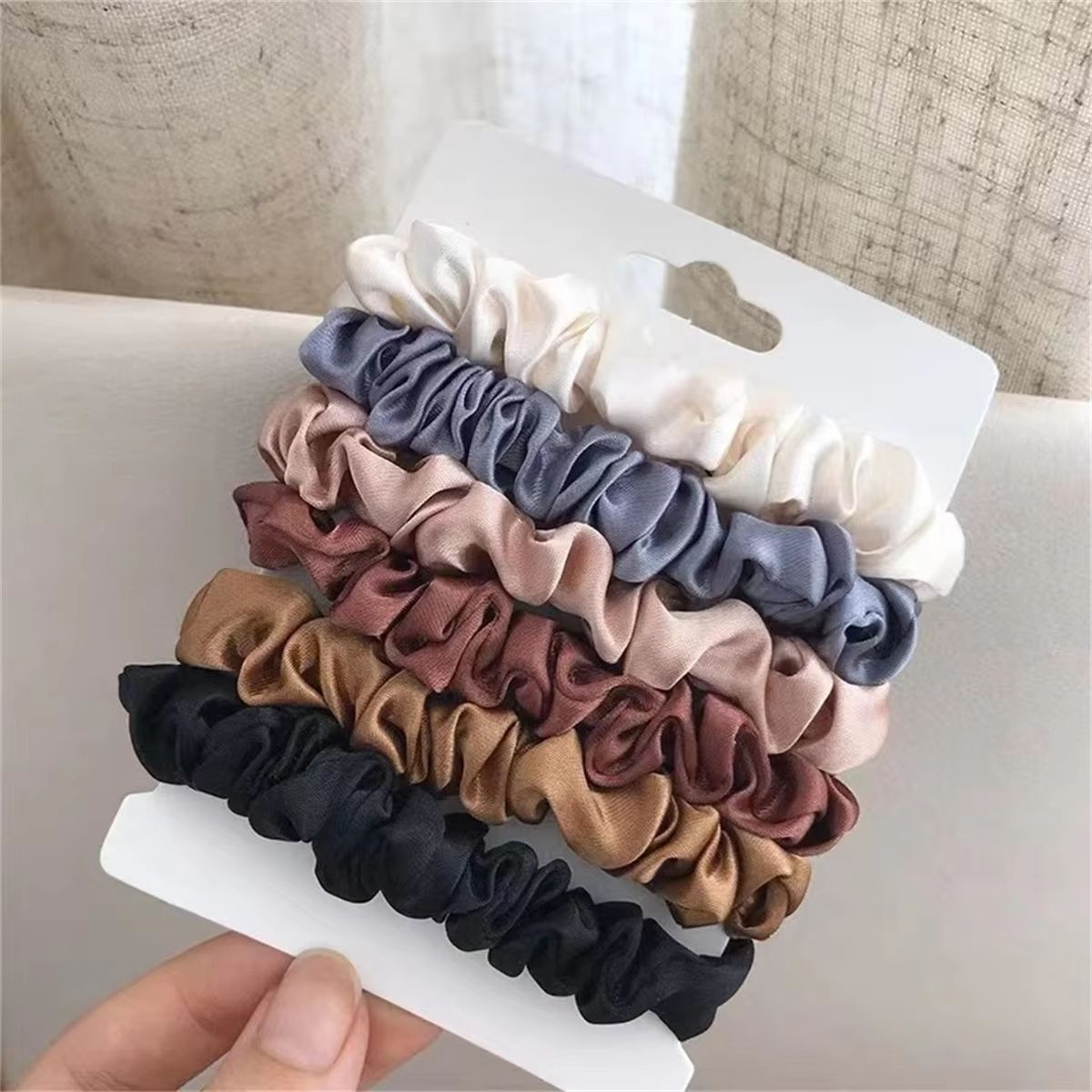 SilkFeel Satin Scrunchie Set  6Piece Gentle Hair Ties For Women  Girls 3