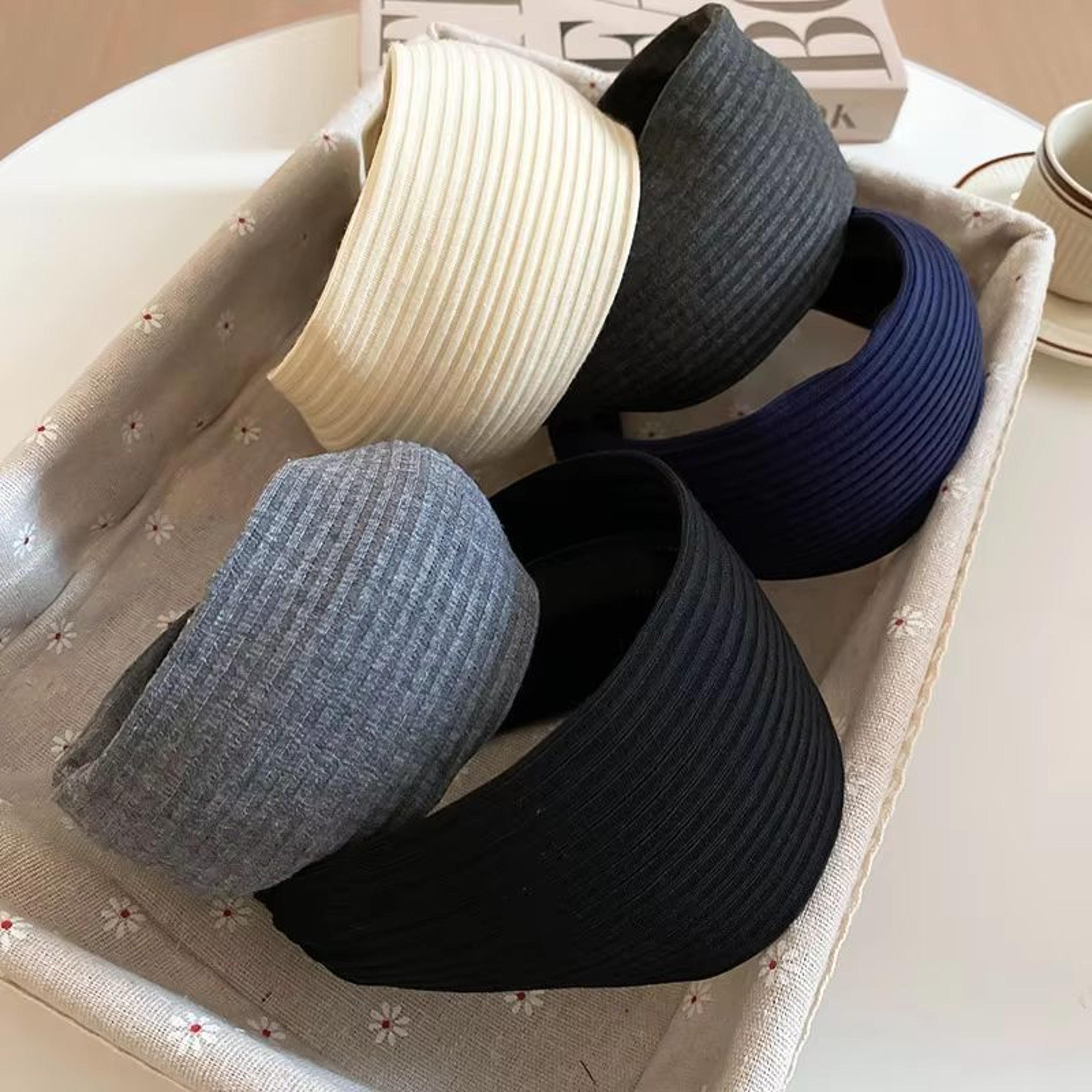 French Stripe Yarn WideEdge Headband  Solid Color High Headband For Women  Girls 0