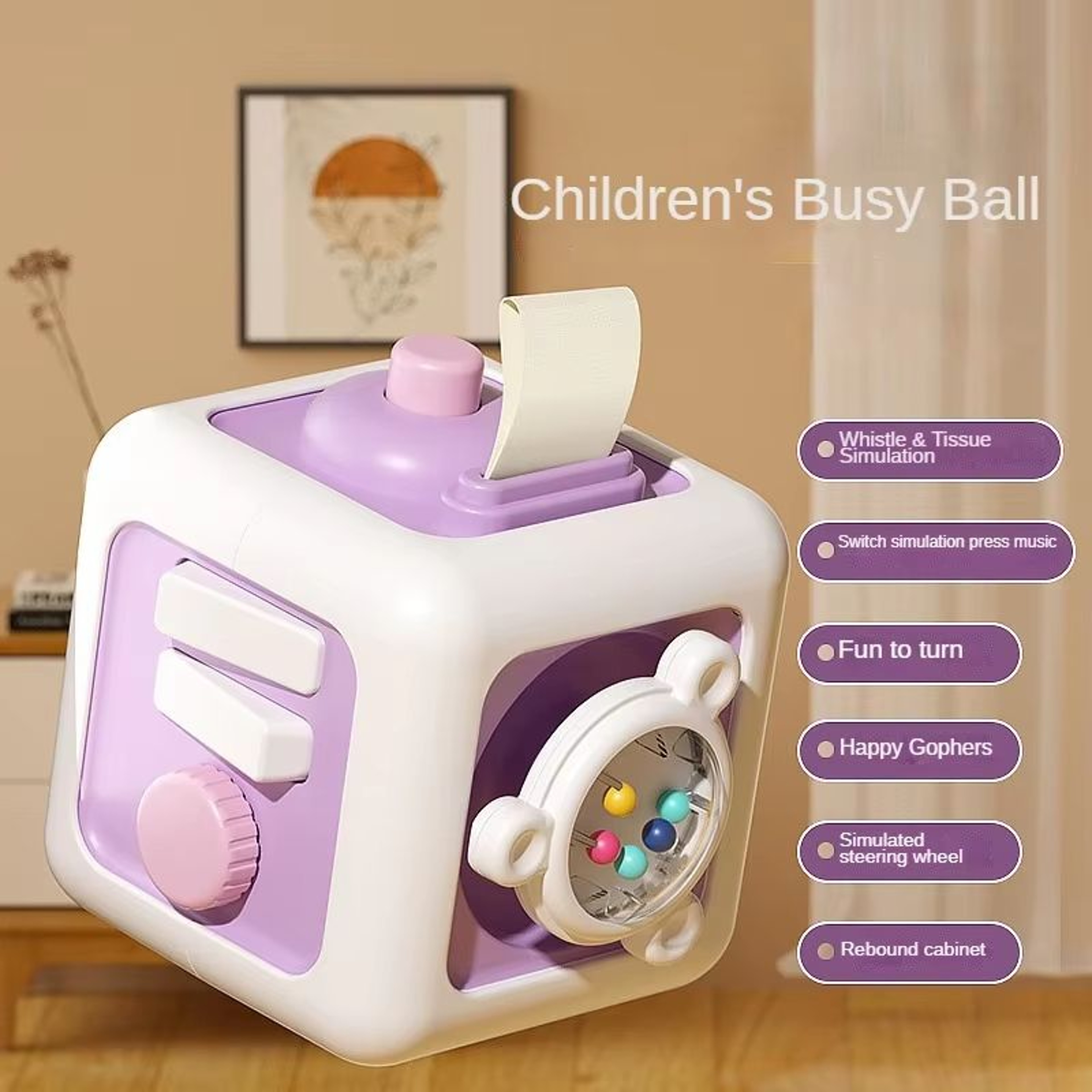 SkillCube 6in1 Montessori Sensory  FineMotor Busy Board Cube  Educational Toy For Boys  Girls 10