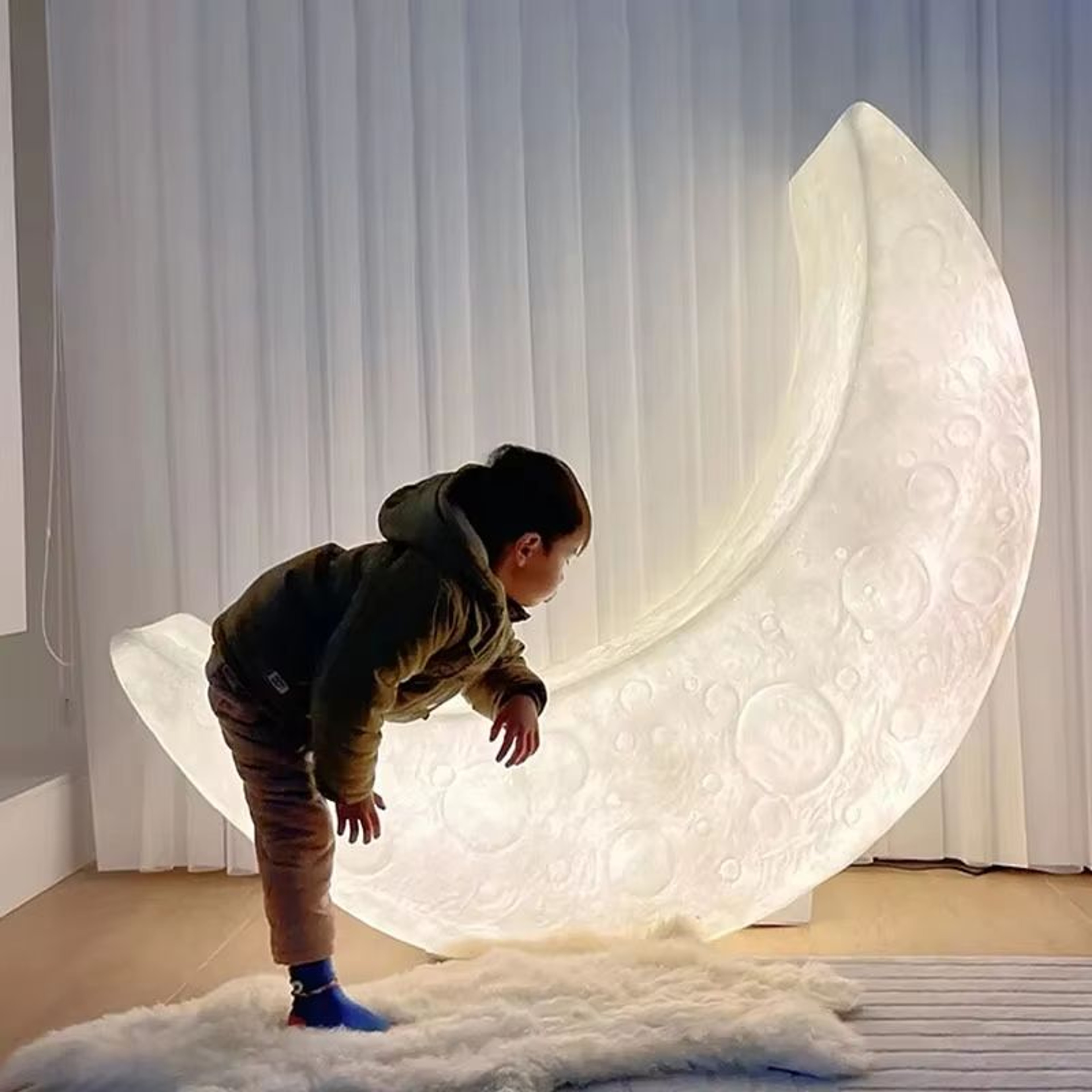MoonLounge Crescent Floor Lamp  Chair  Nordic Ambient Moonlight Design 1