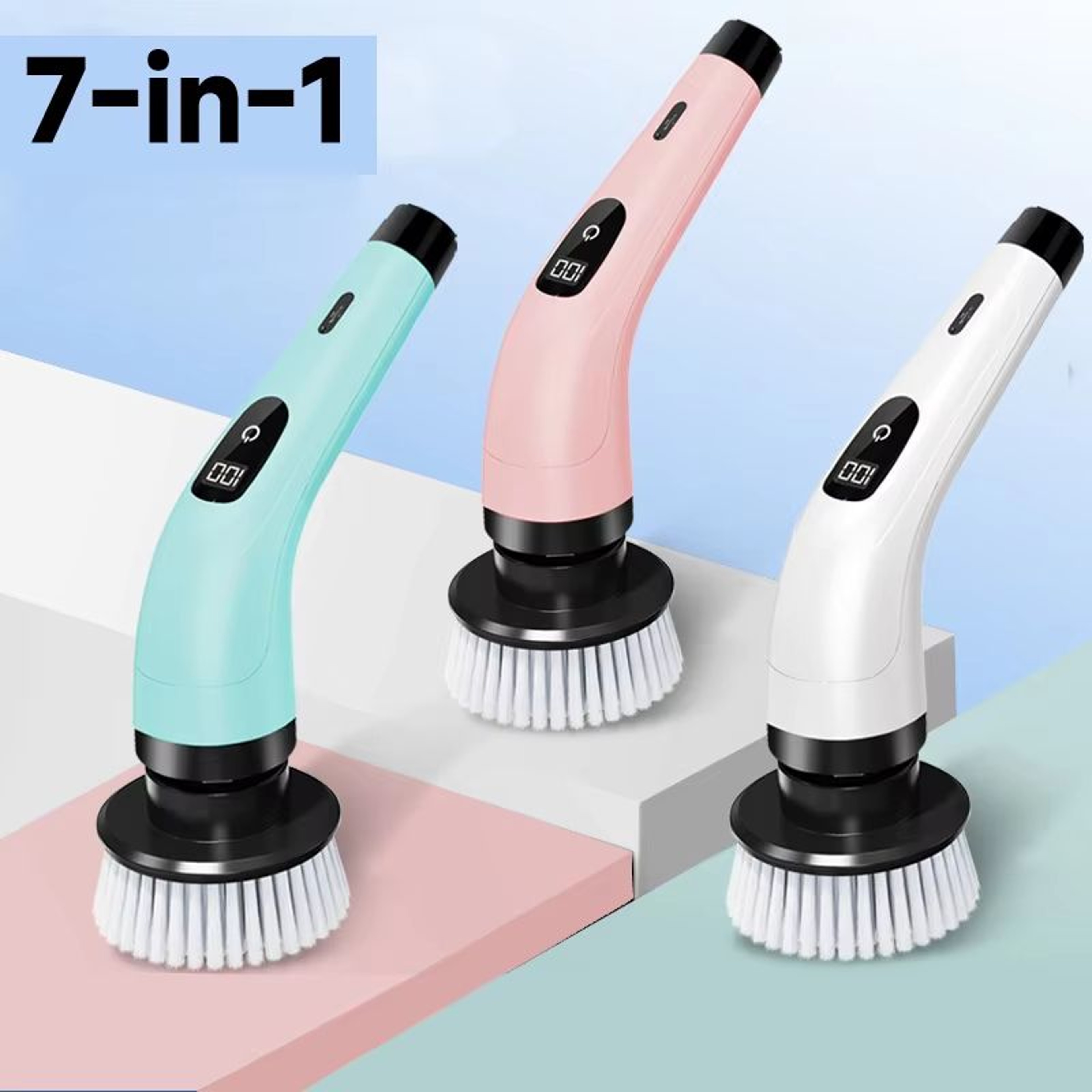 MultiSurface Cordless Electric Spin Scrubber  Household Cleaning Brush For Kitchen  Bath 0