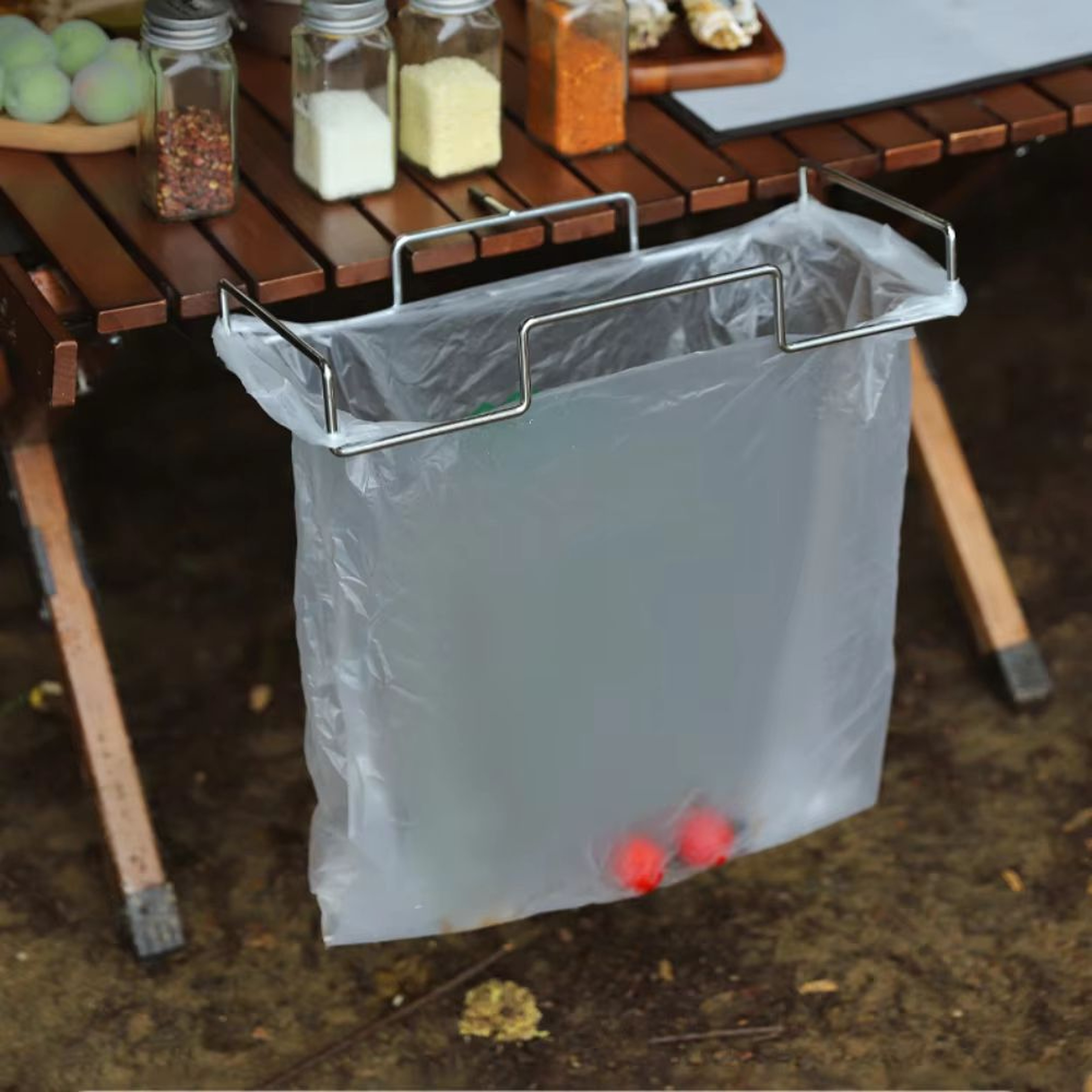 Stainless Steel Camping Trash Bag Holder Folding Garbage Bag Hanger Rack 1