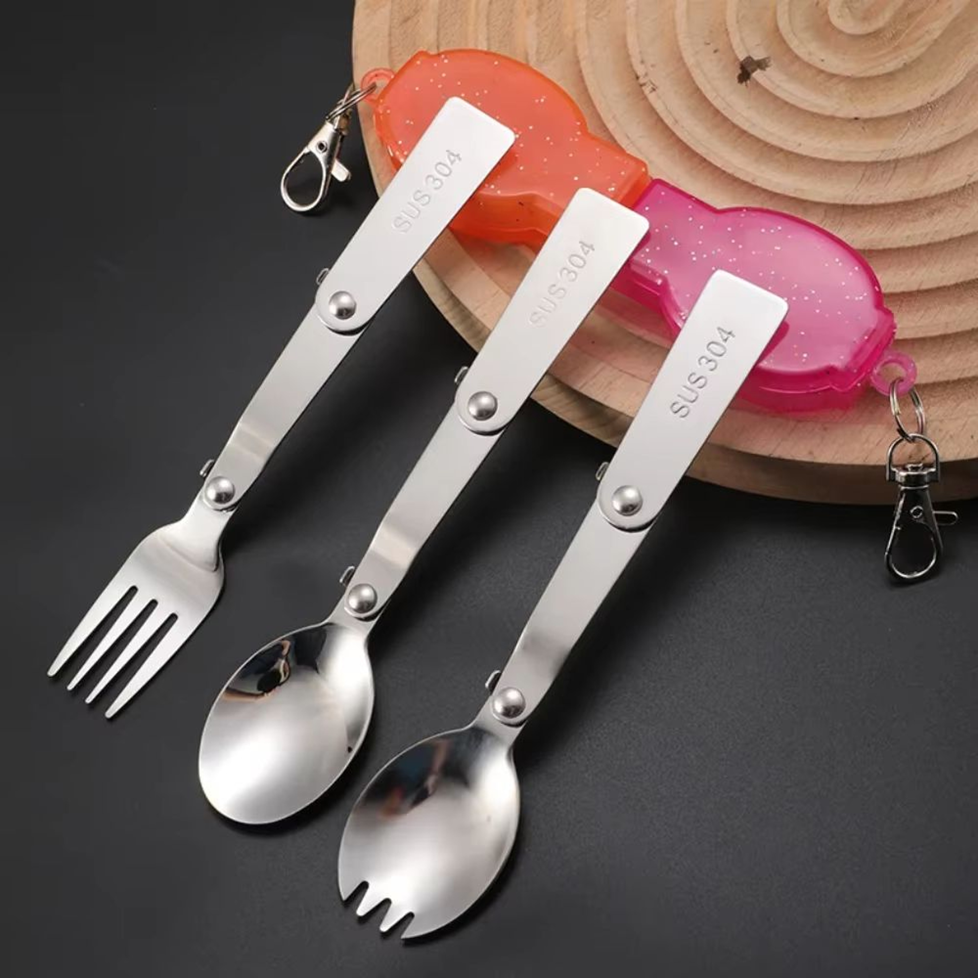 304 Stainless Steel Folding Camping Fork  Portable Travel Cutlery For Hiking And Picnic 0