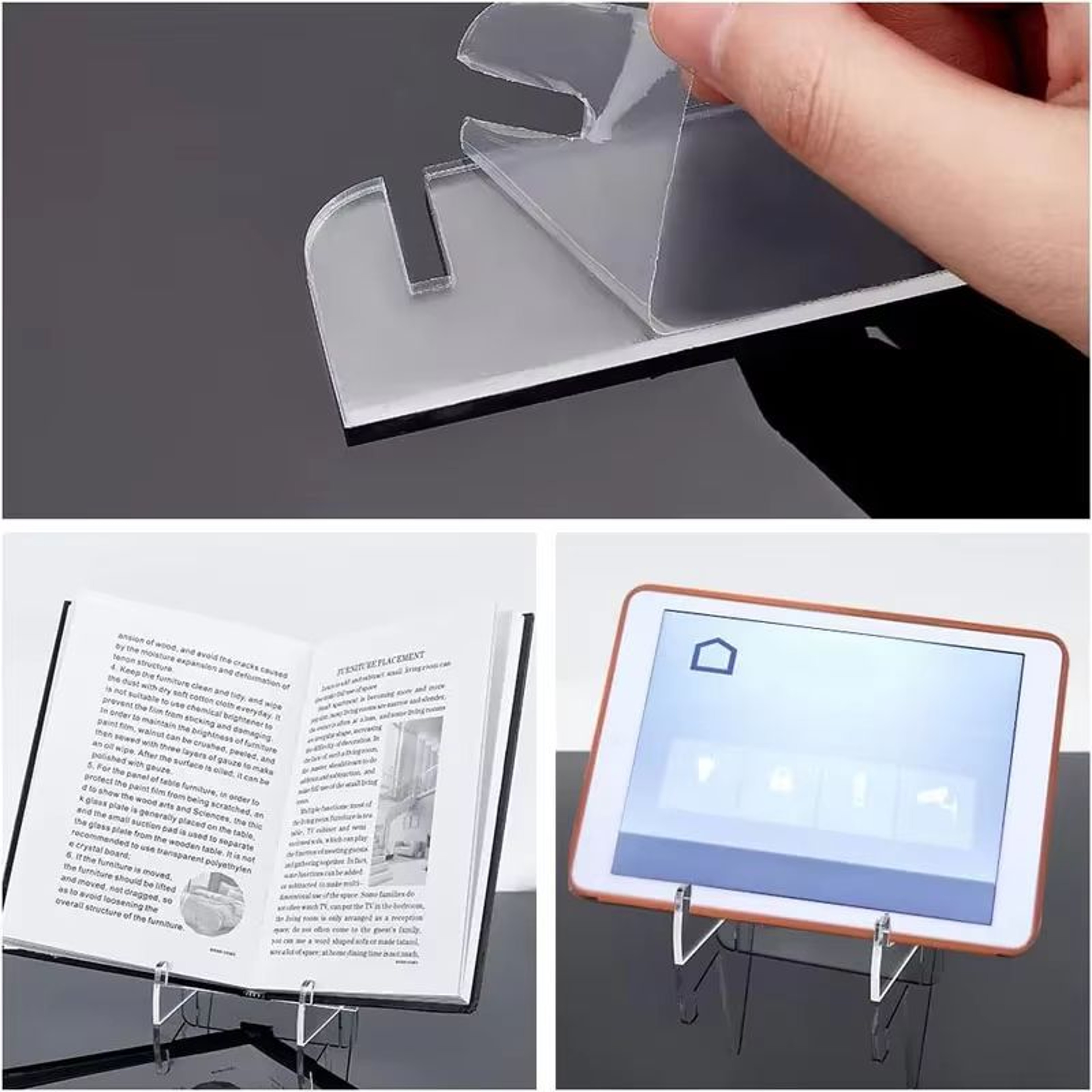 Acrylic Transparent Book Display Stand Vertical Picture Frame Bracket 4