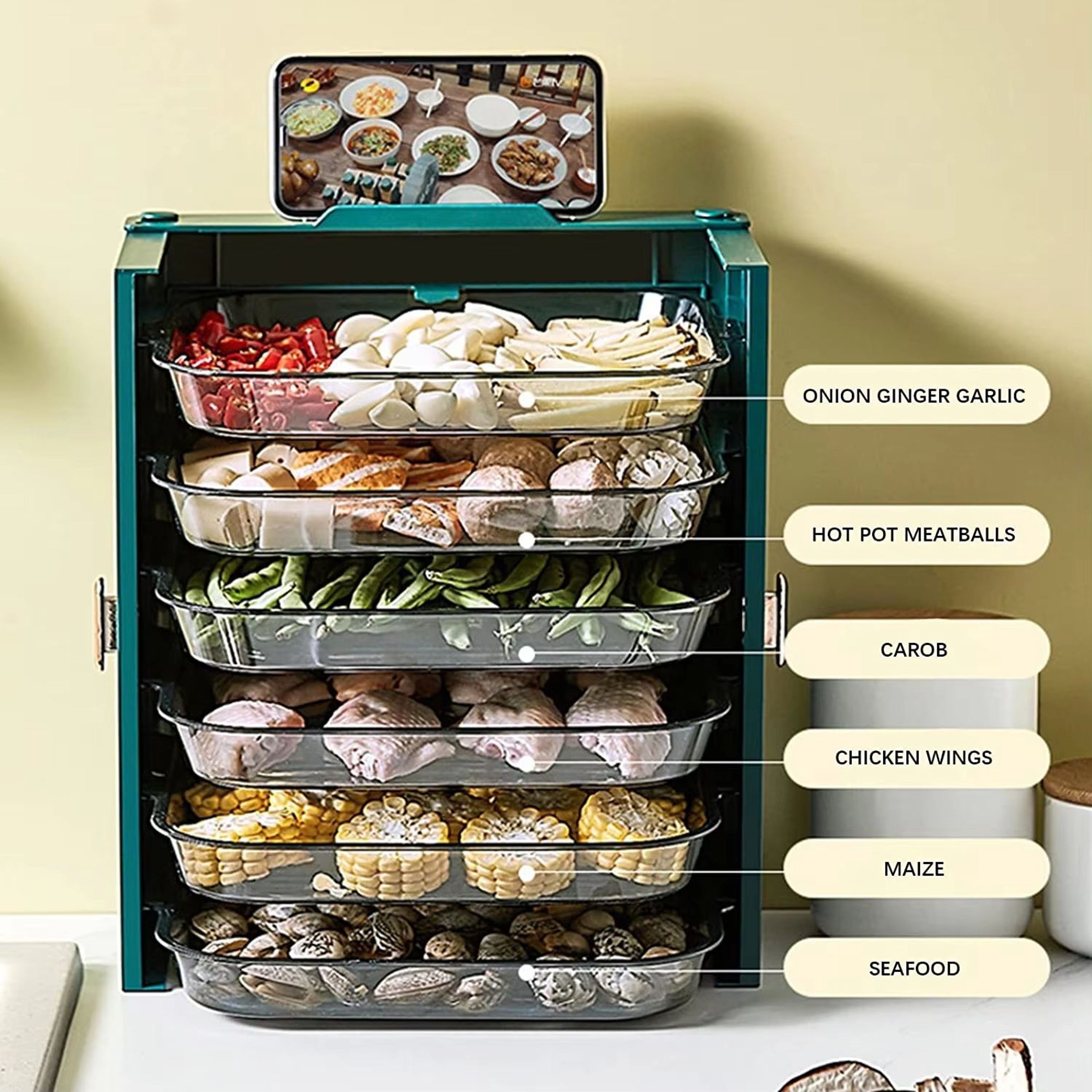 SpaceSaver 6Layer Foldable Kitchen Dish Tray Organizer Rack 2