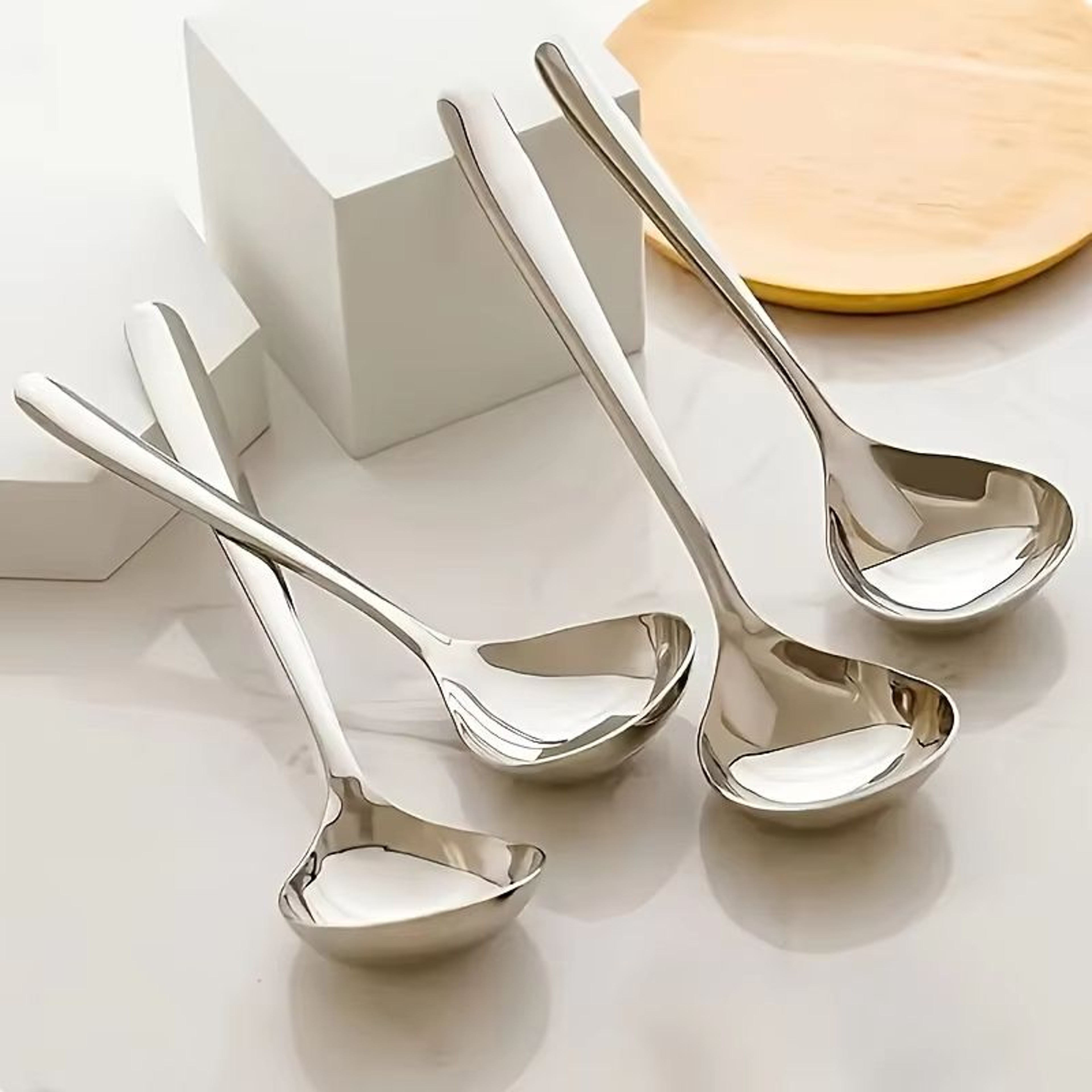 TitanServe HeavyDuty Stainless Steel Serving Spoons Set 2 Pcs  LongHandle For Kitchen Soup  Porridg 0