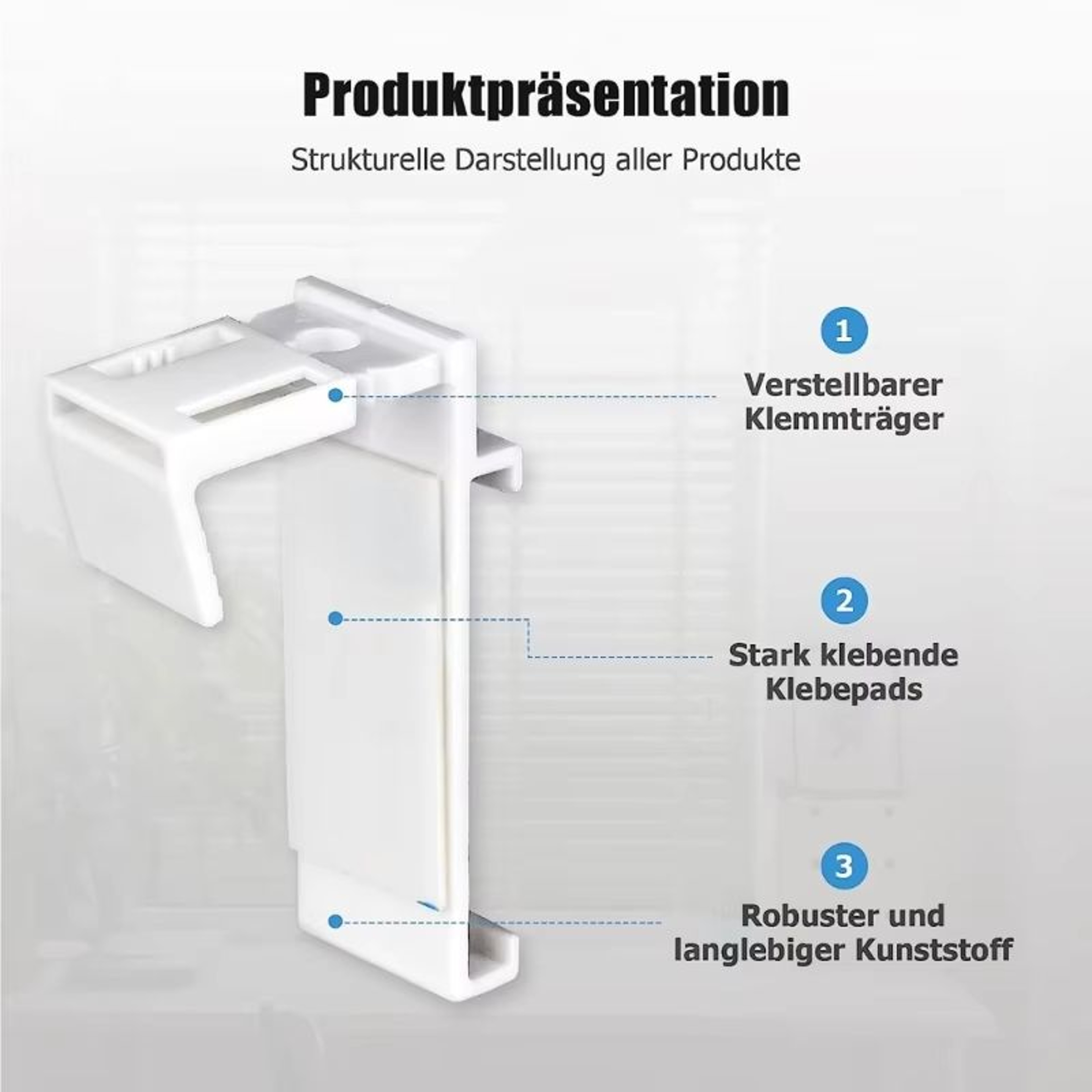 Durable Adhesive Clamp Support Brackets Set For Roller Blinds 4Piece 2