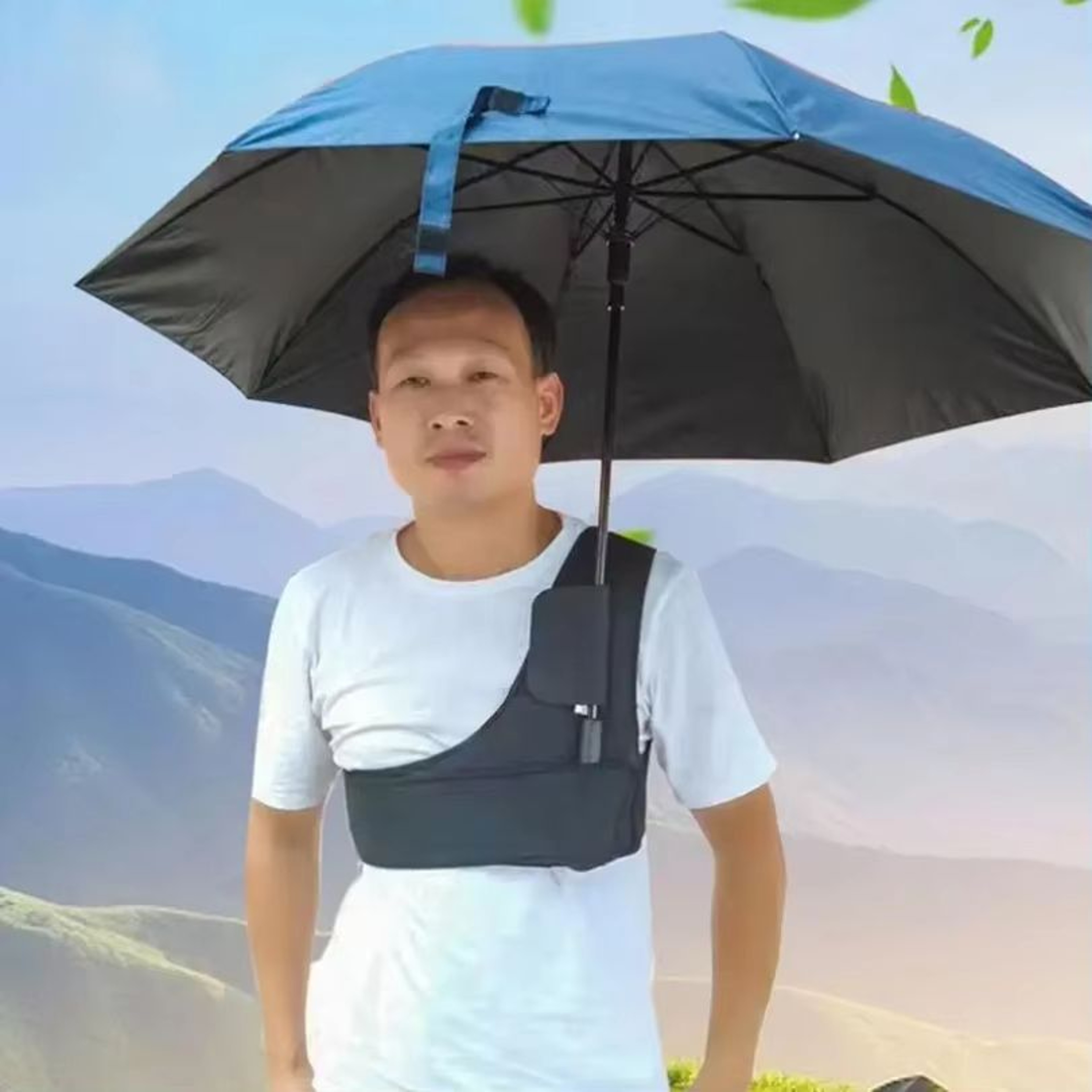 FreeHand Adjustable Umbrella Holder Strap  Wearable HandsFree Sun  Rain Shield 0