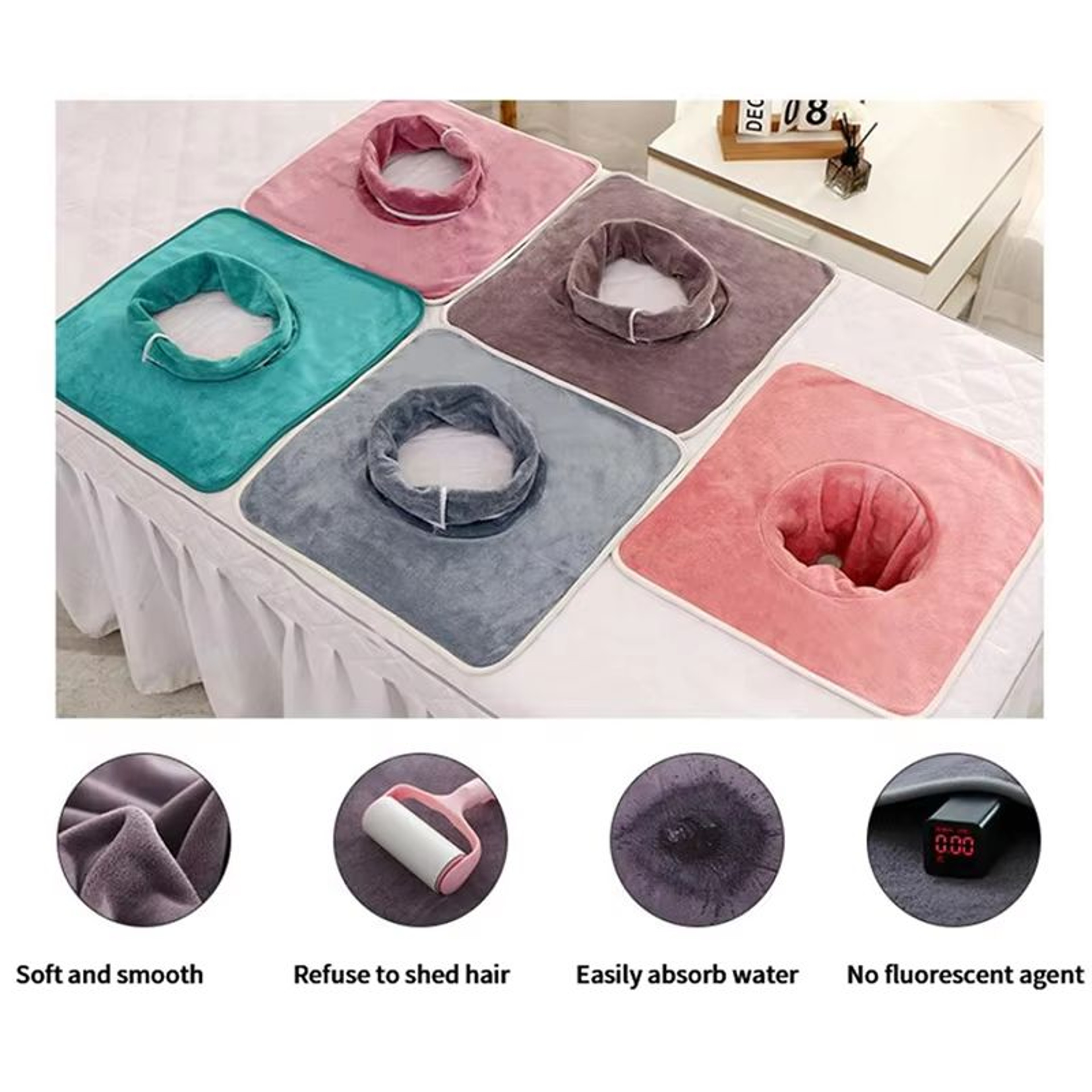 Thickened Beauty SPA Massage Table Face Towel With Hole 35X35 Cm 1