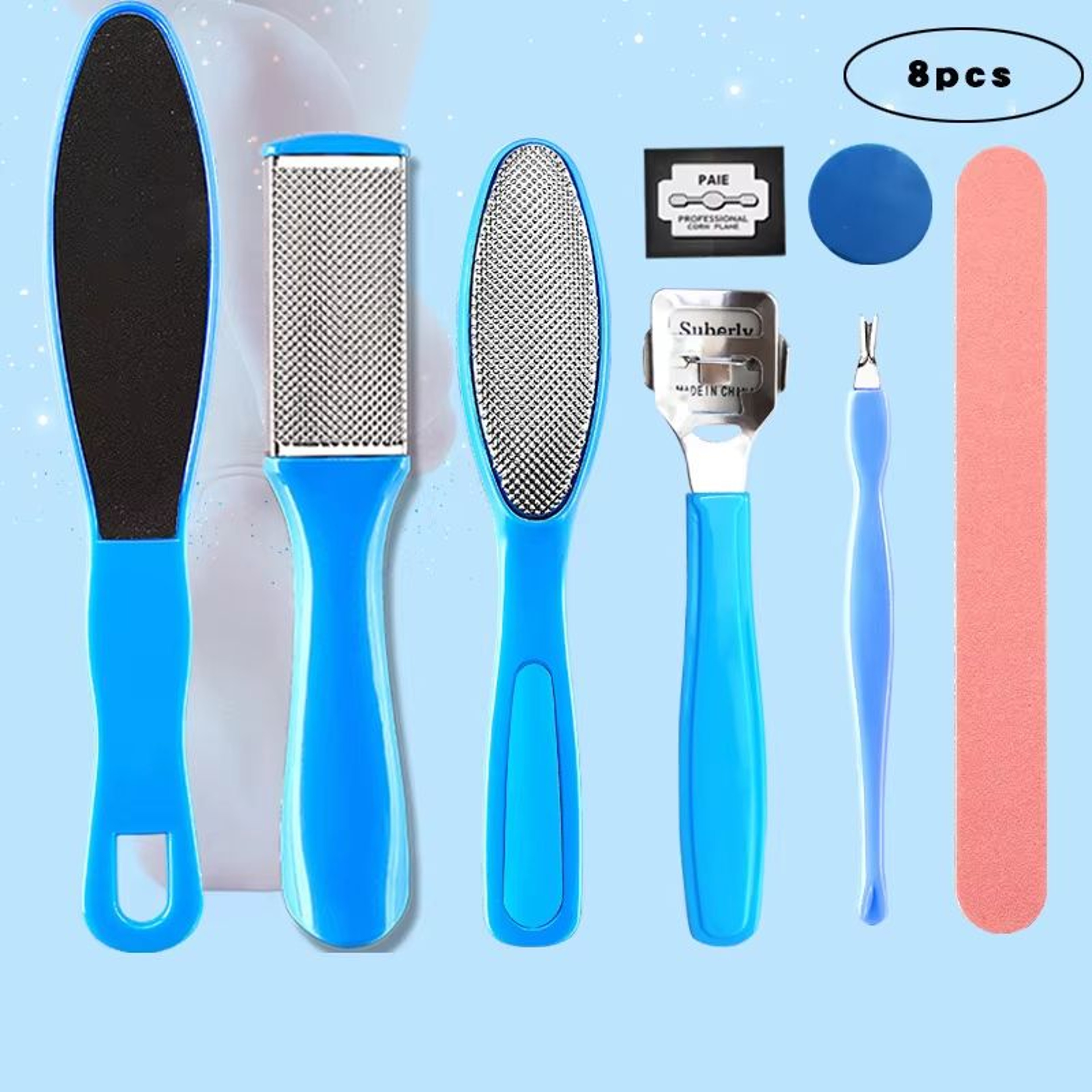 SmoothStride 8Piece Foot Octopus  FishEye Exfoliating Heel Sharpener Set 0