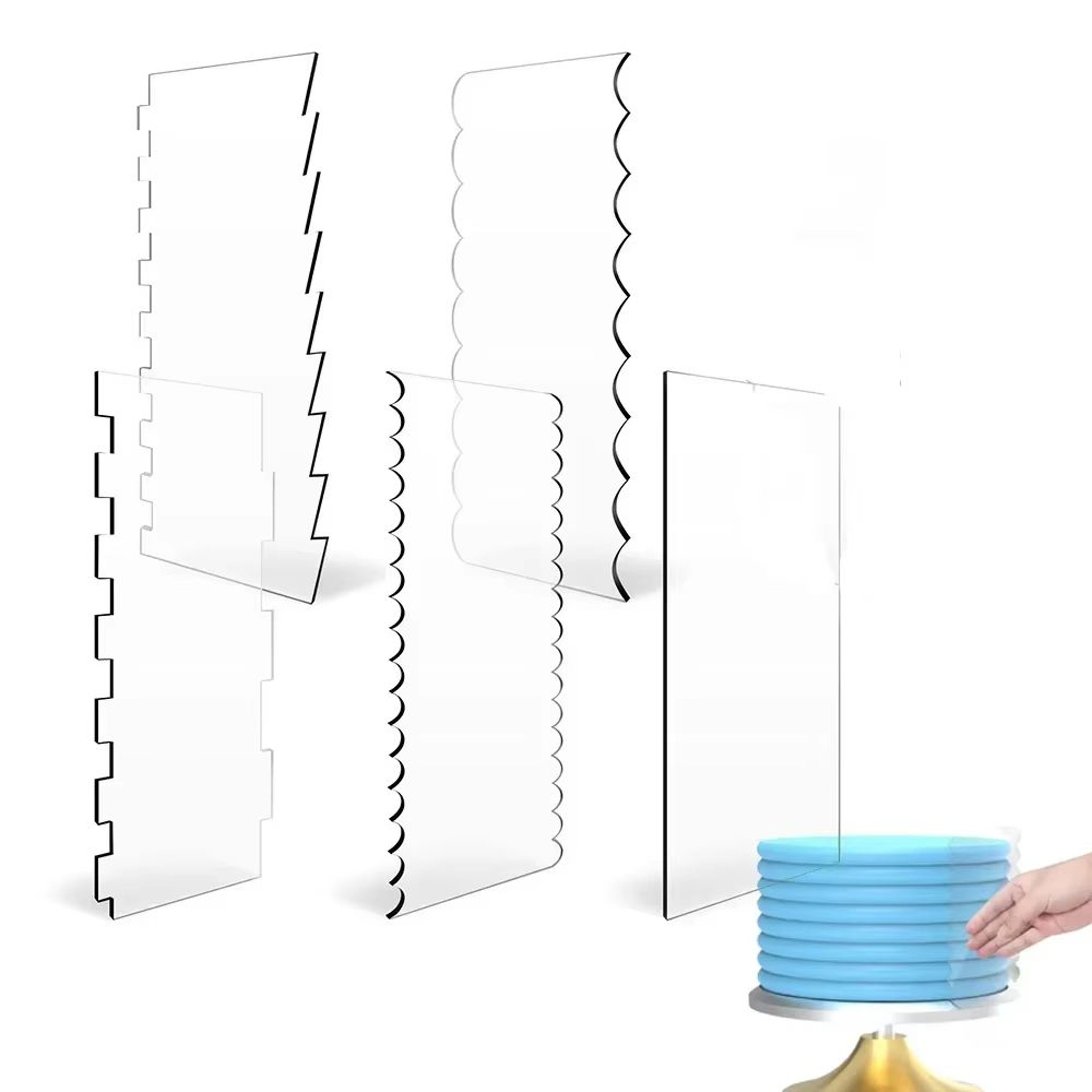 Clear Acrylic Cake Scraper  Comb Set  2Piece Contour Stripe Buttercream Edge Tool 0