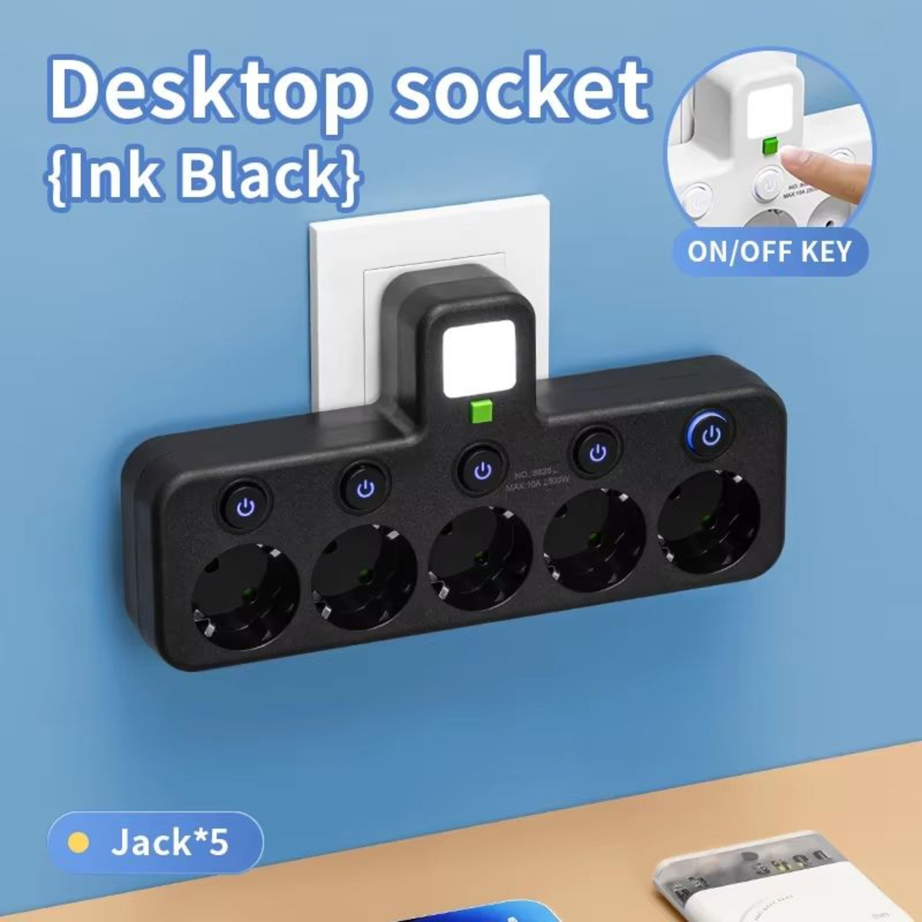 EU Power Strip With 5 Sockets And USBC Ports  Compact EU Power Strip Multi Plug Outlet 3