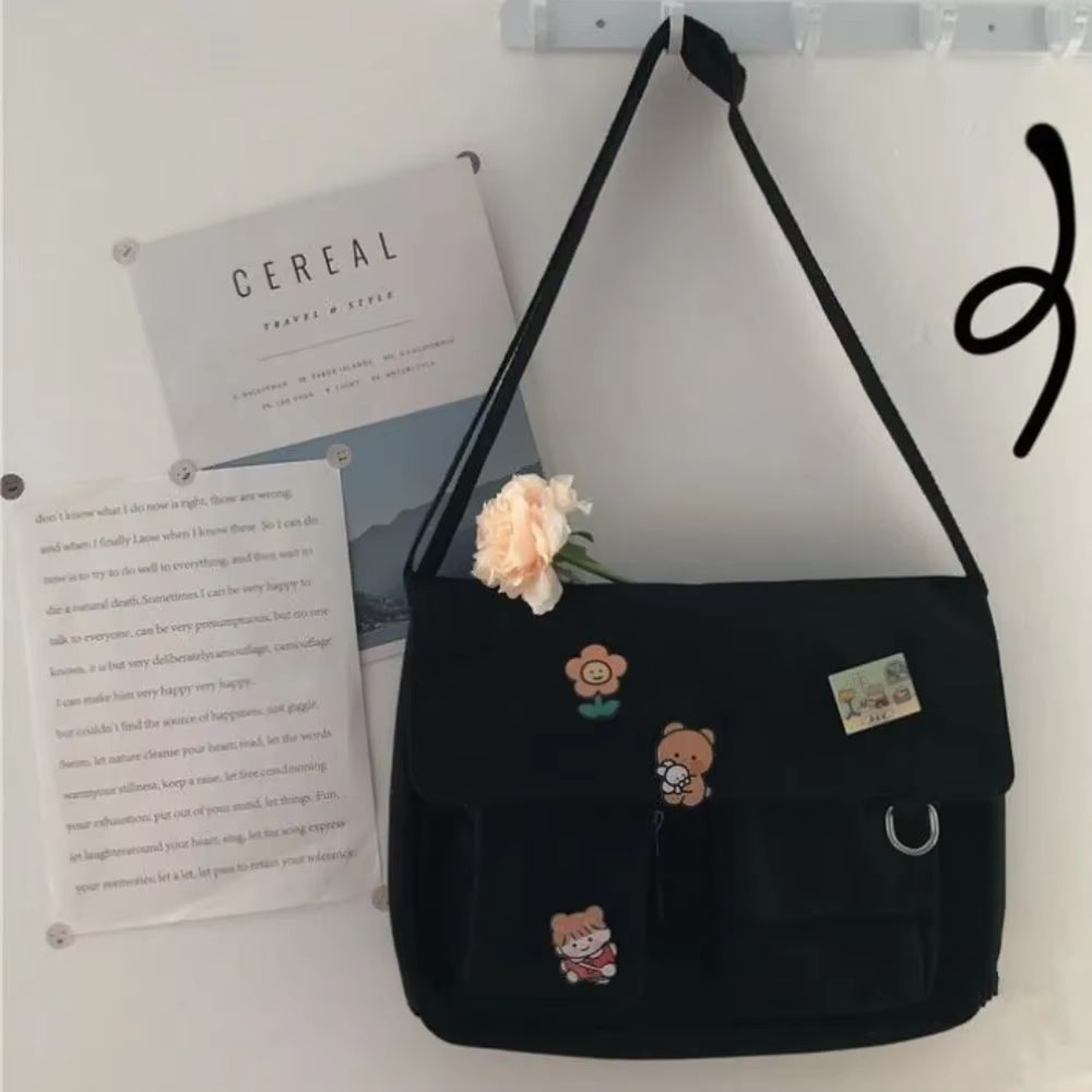 Harajuku Retro Girl Canvas Messenger Bag  Cute Japanese Shoulder Bag For Students 7