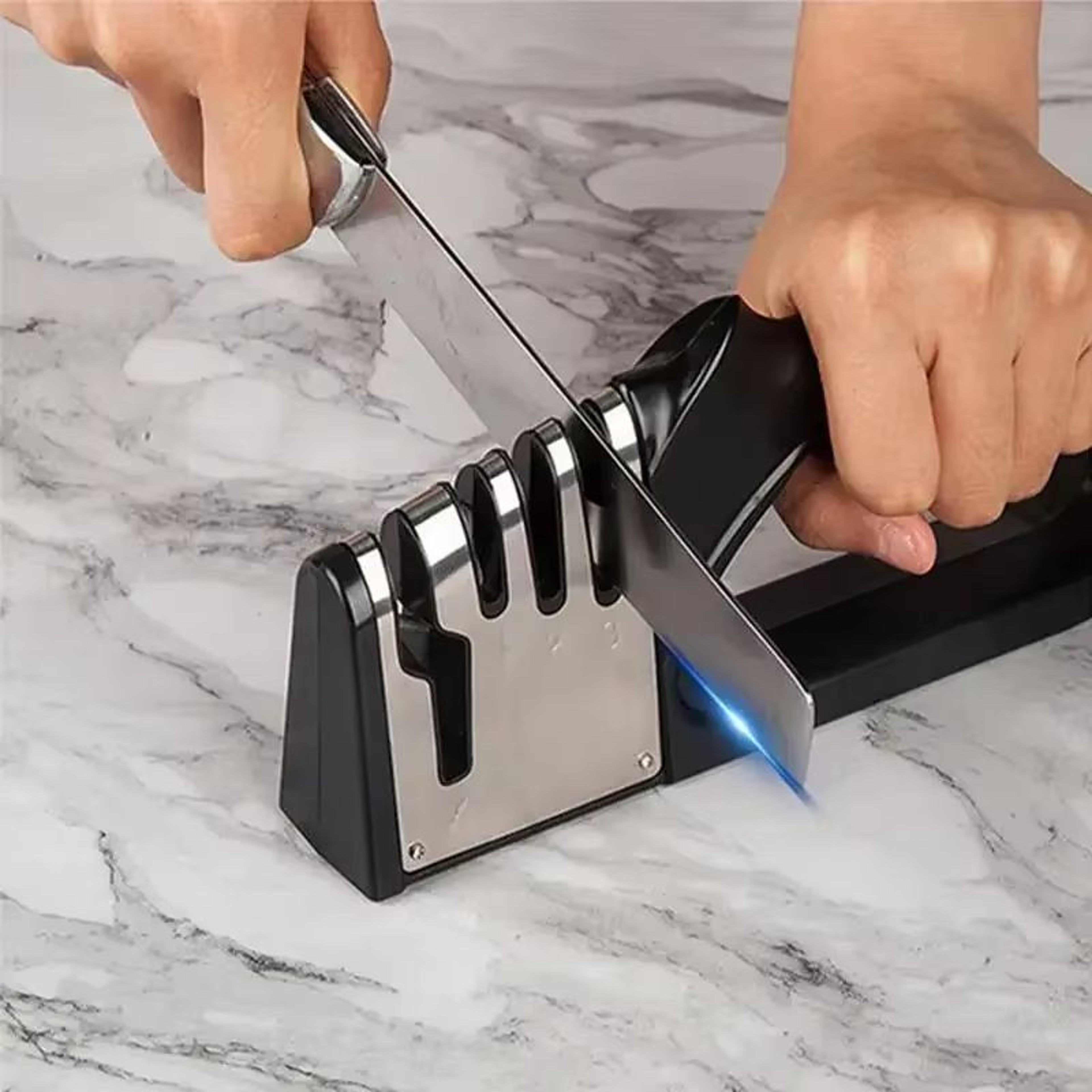 4 Stage Kitchen Knife Sharpener With Non Slip Base  Portable Multifunctional Sharpening Tool 0