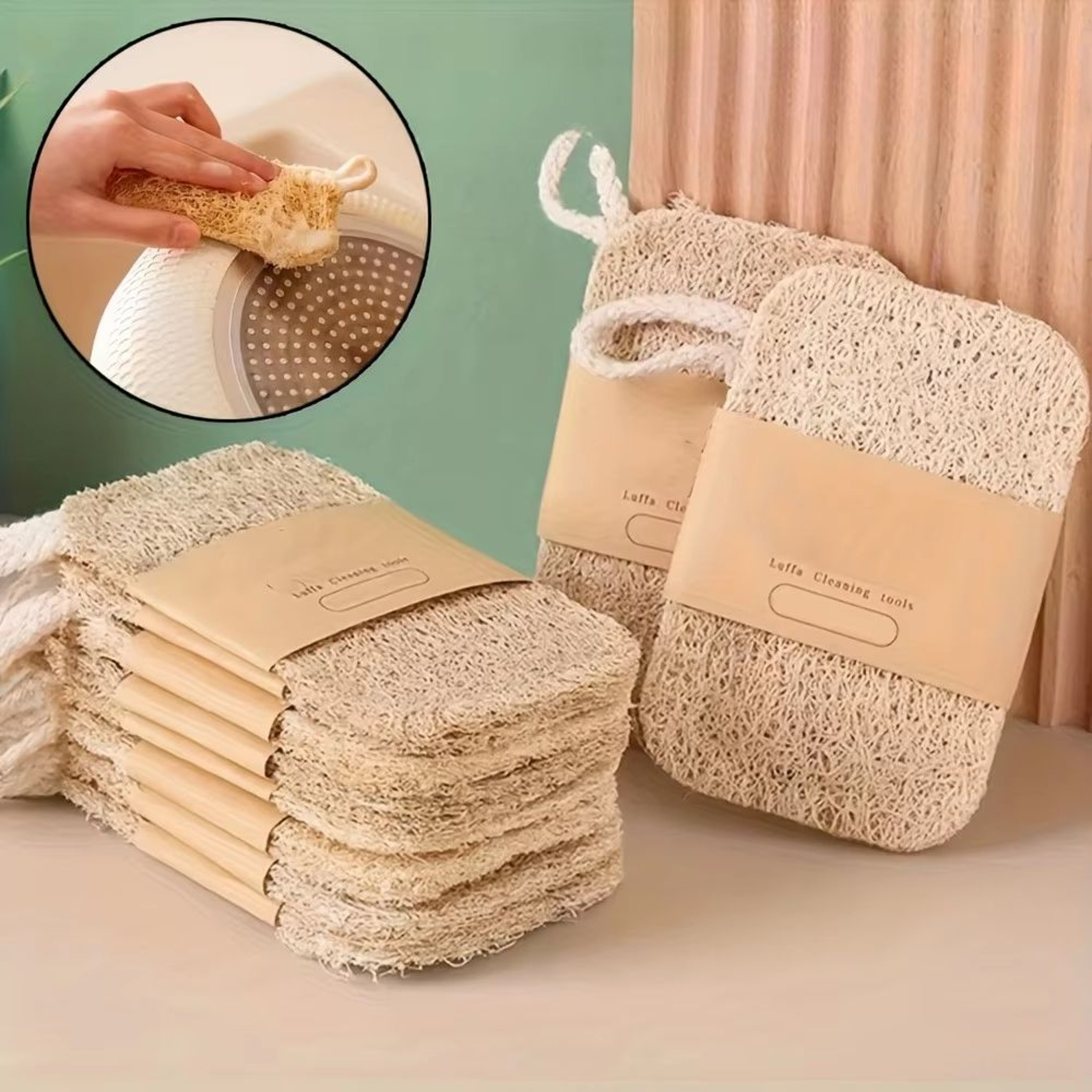 Natural Luffa Dish Sponge  Eco Friendly Non Scratch Kitchen Scrubber 0