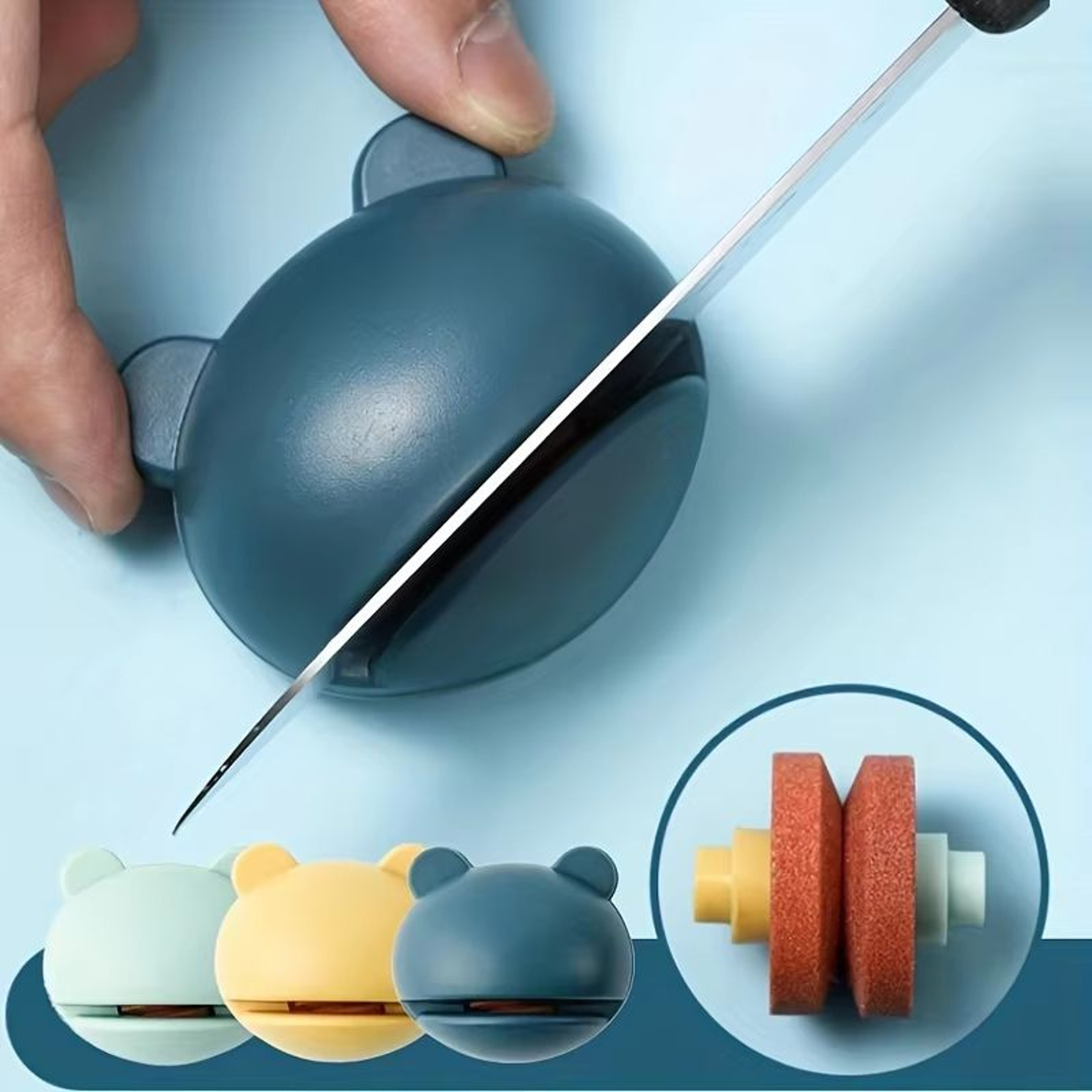 FrogShaped Mini Portable Multifunction Kitchen Knife Sharpener 0
