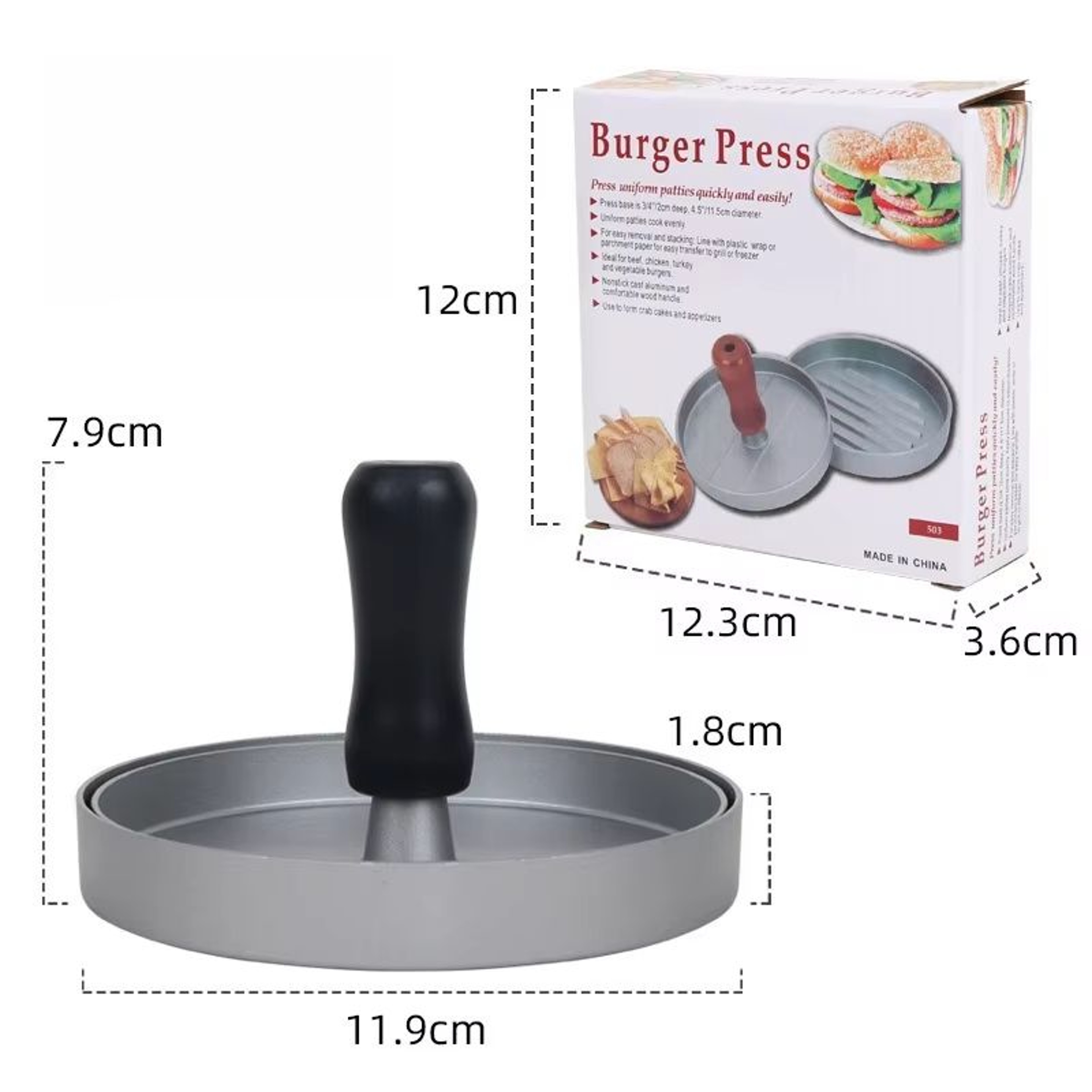 Multifunctional Stainless Steel Burger Press Patty Maker Metal Hamburger Mold For Beef Cheese Veggi 6