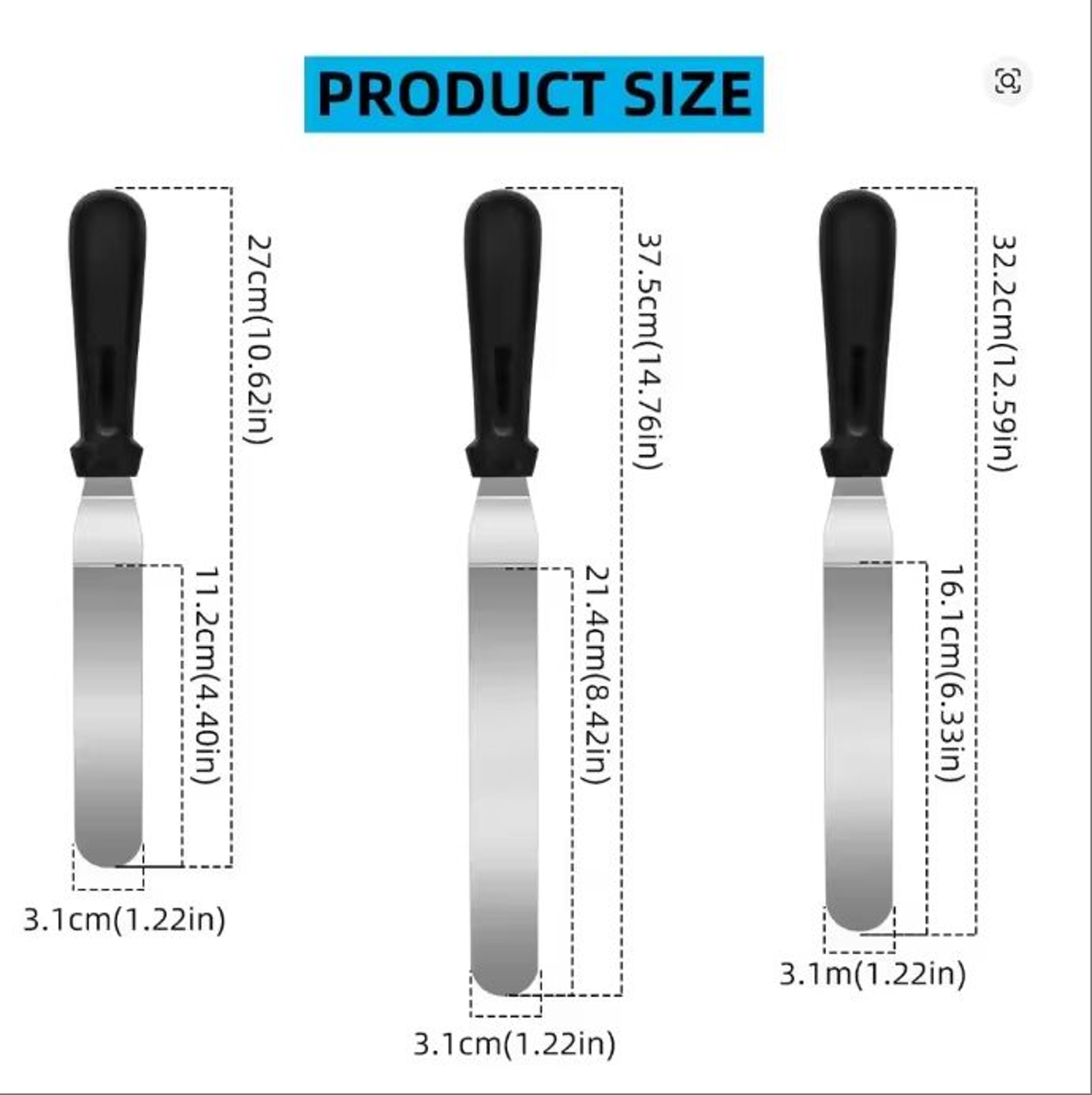 Stainless Steel Cake Decorating Angled Spatula Set 3 Piece 6 In 8 In 10 In Multi Function Frosting  9