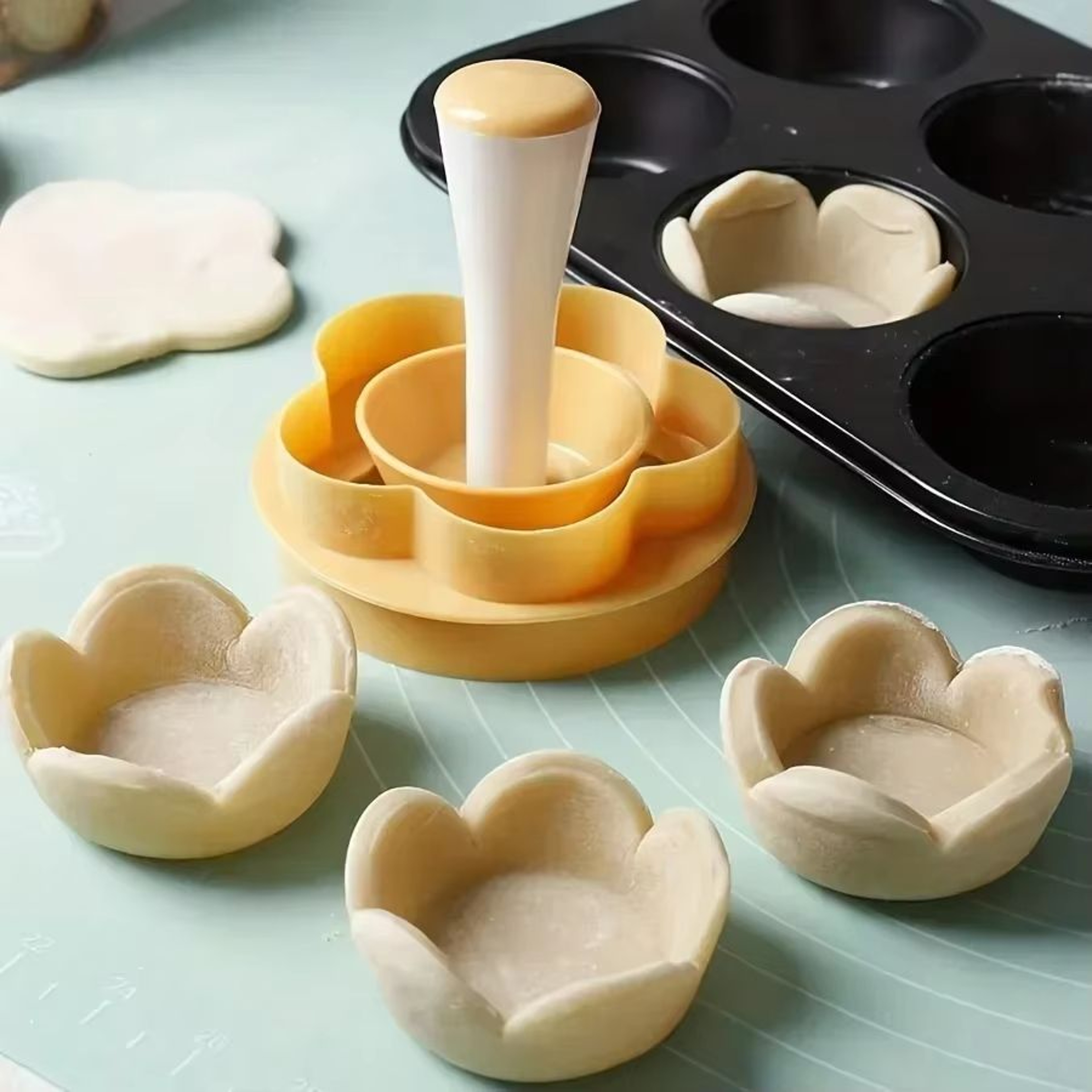 Pastry Dough Tamper Set Flower Shaped Cutter Cake Mold Creative Cake Cup Presser Biscuit Mold Pie T 1