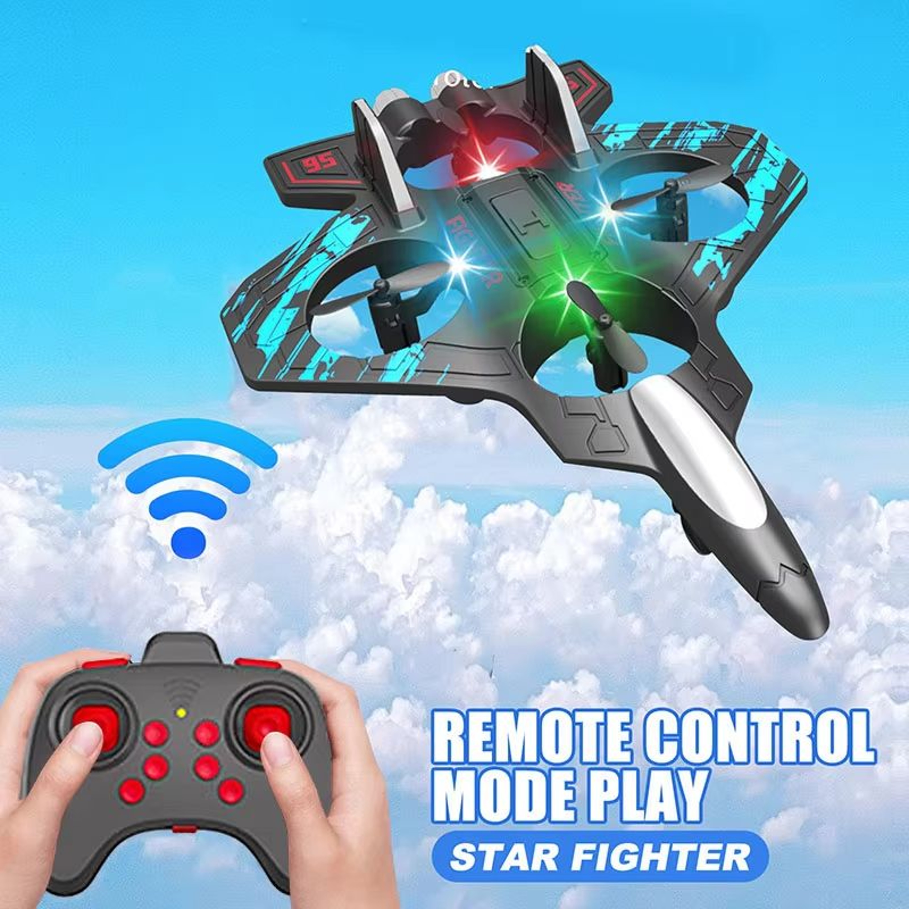 RC Fighter Jet Drone  Mini Remote Control Stunt Airplane With Lights For Kids  Adults 0