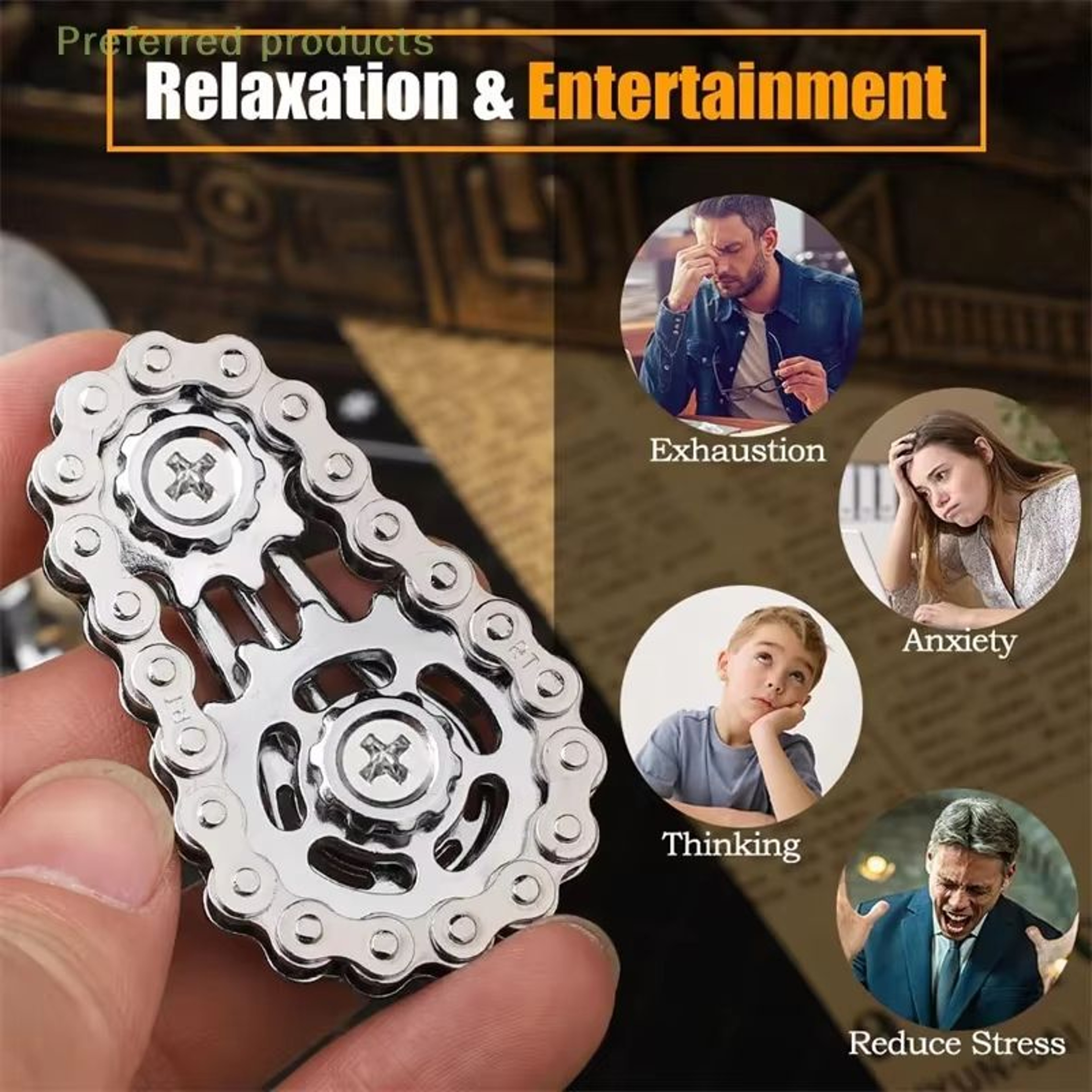 ChainDrive Mechanical Flywheel Metal Fidget Spinner For Anxiety Relief 0