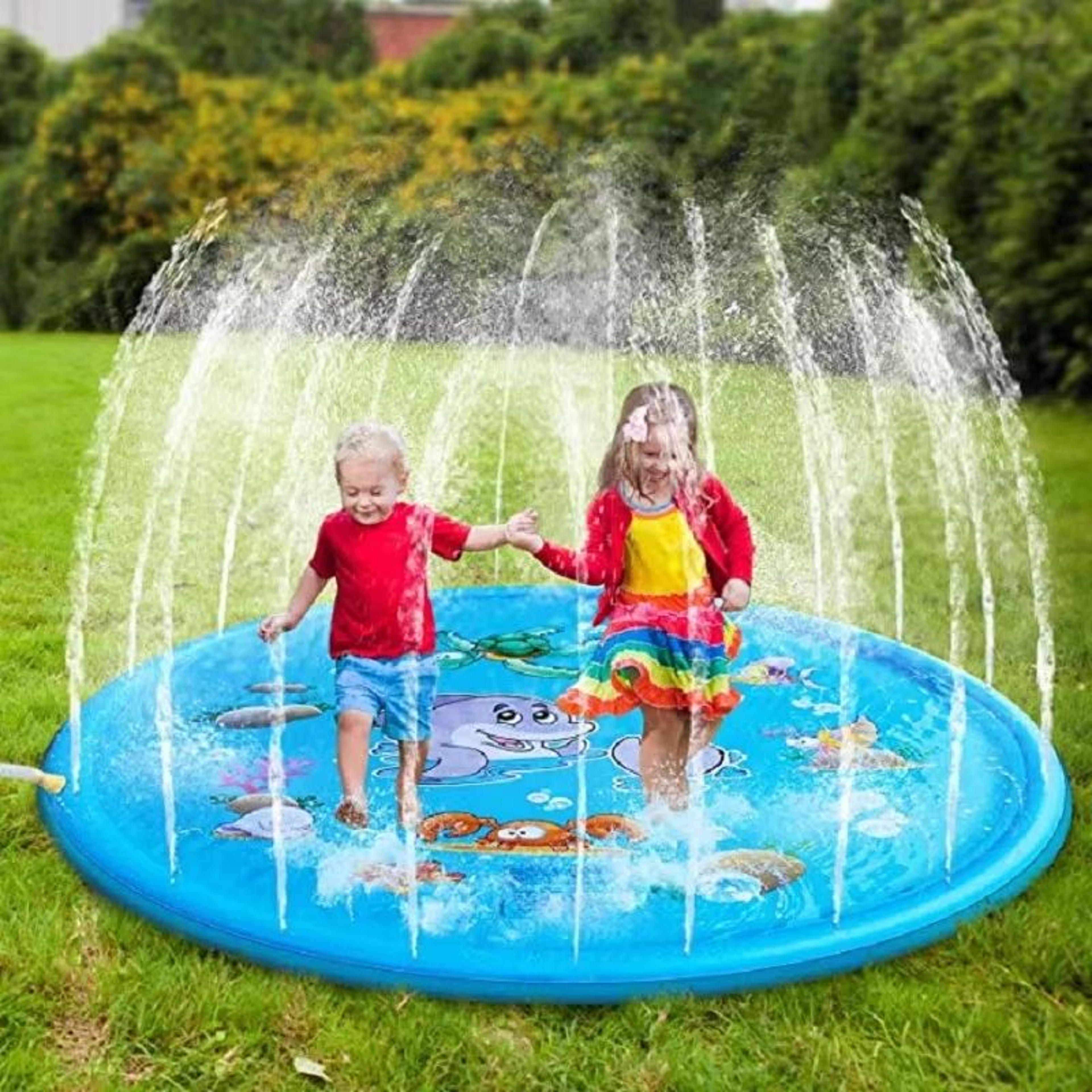 SplashZone Inflatable Sprinkler Play Mat For Kids  Outdoor Water Fun 0