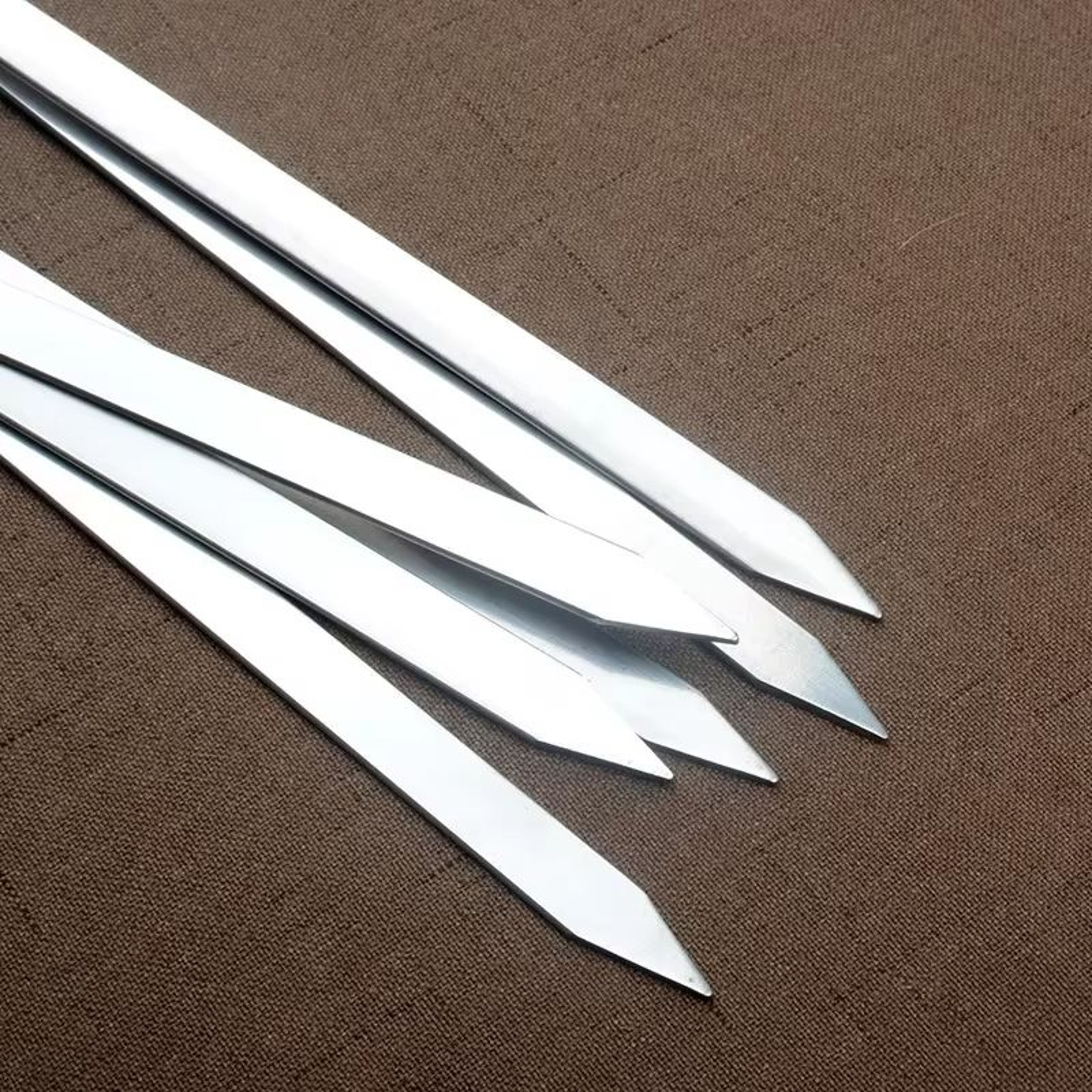 6 Piece Extra Long BBQ Skewers With Wooden Handles  Stainless Steel Shish Kebab Grill Sticks 2
