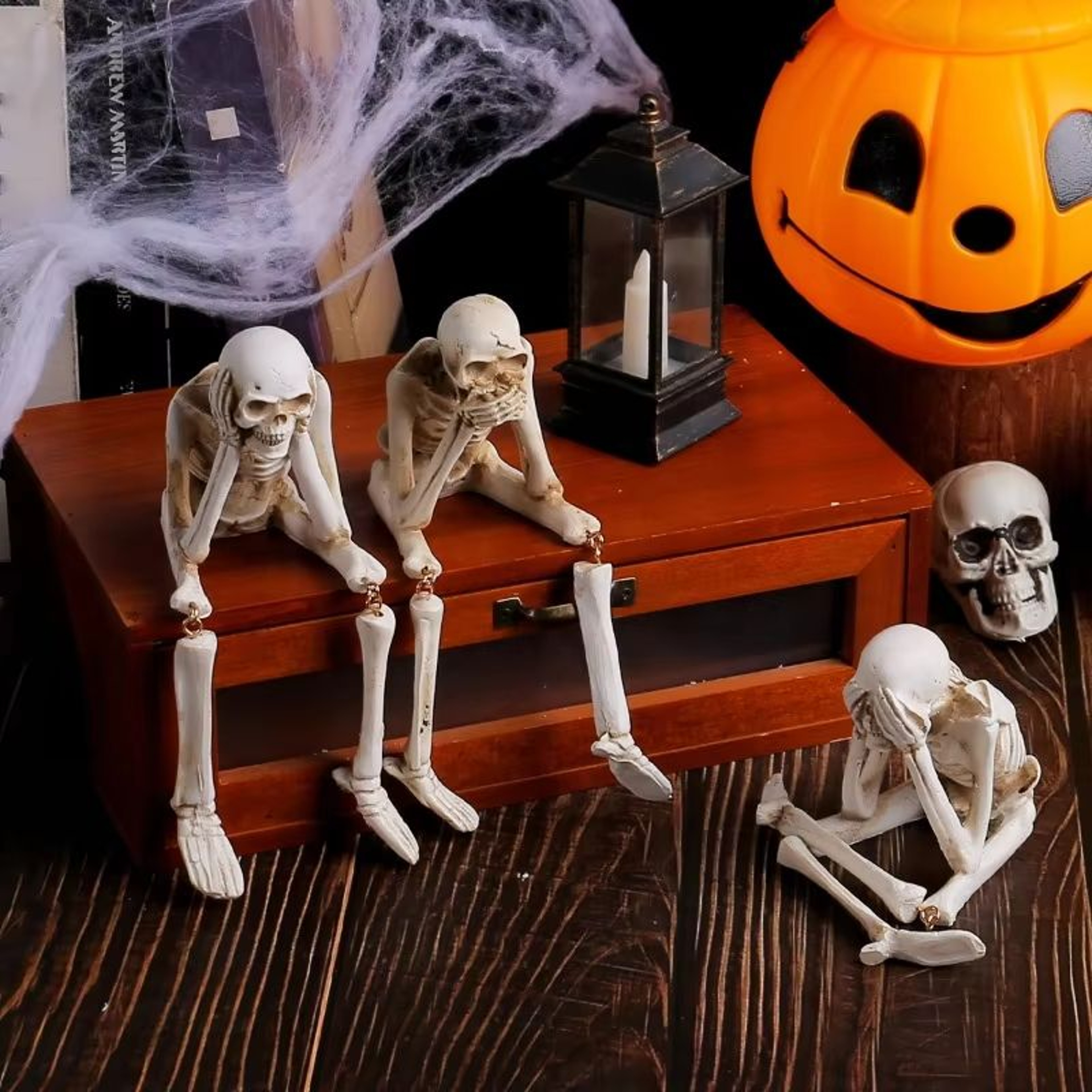 Realistic Resin See No Evil Speak No Evil Hear No Evil Skeleton Figurine Set 3