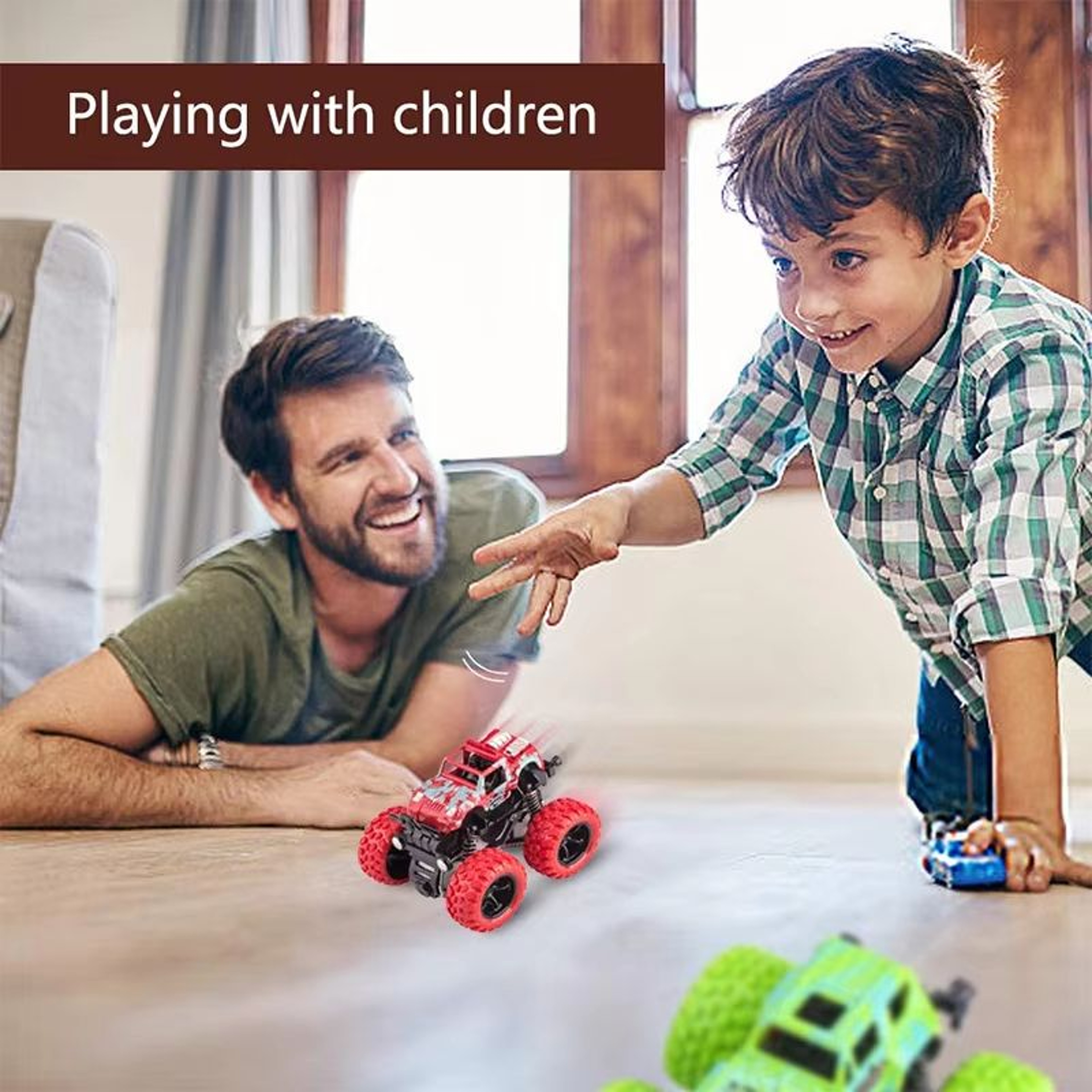 Dinosaur Monster Truck Pull Back Inertia Car Toy For Kids 4