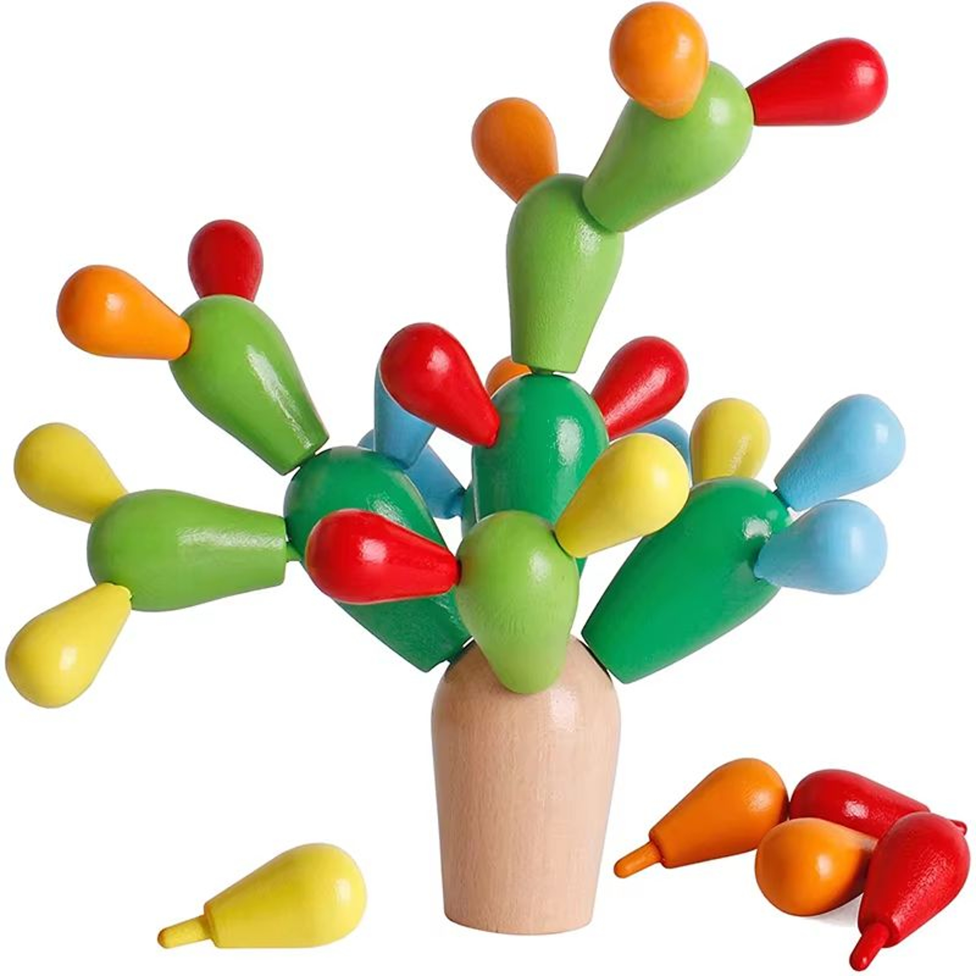 Wooden Cactus Stacking Montessori Building Block Toy For Kids 0