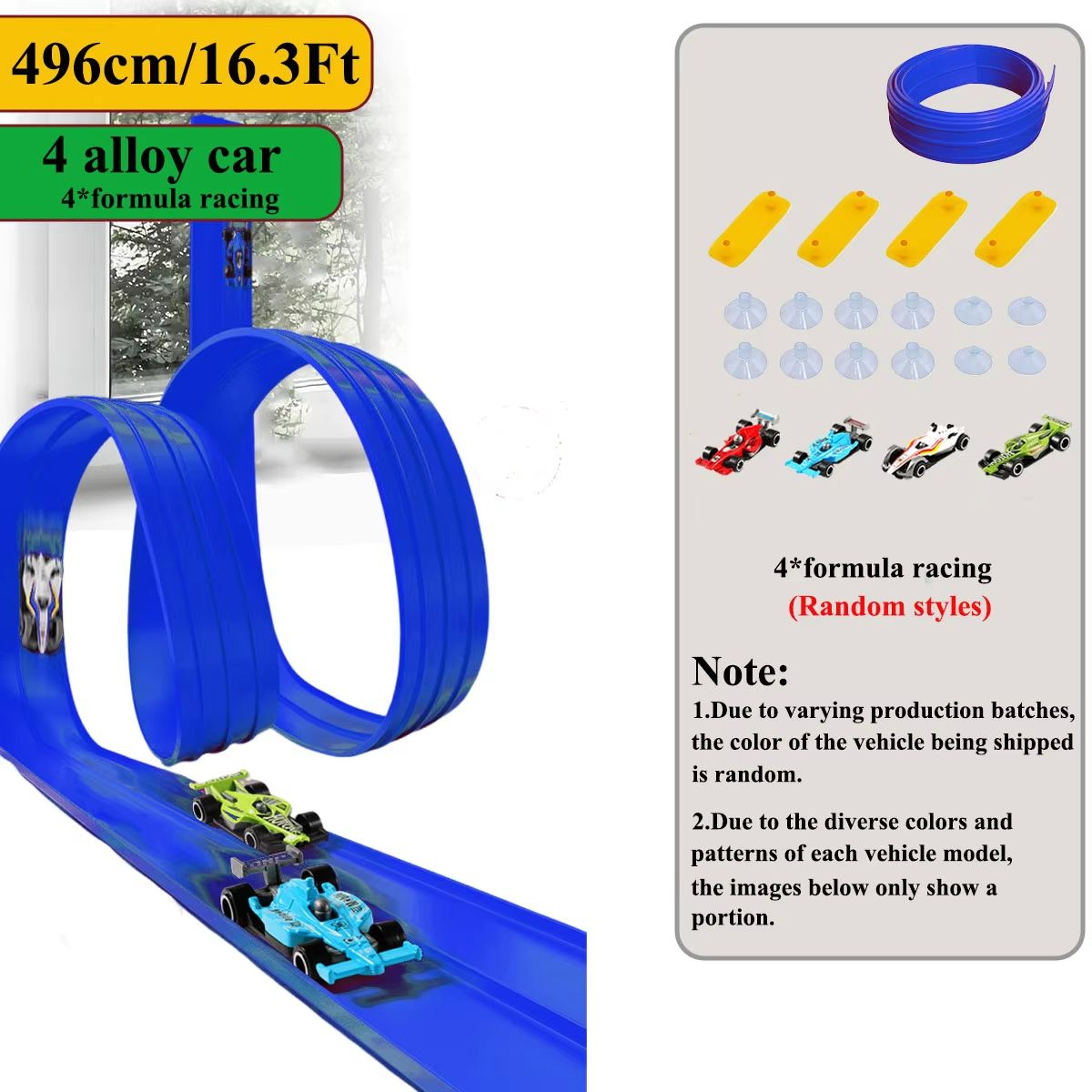 13 Ft  163 Ft Flexible Track Car Set With Mini Racing Cars 11