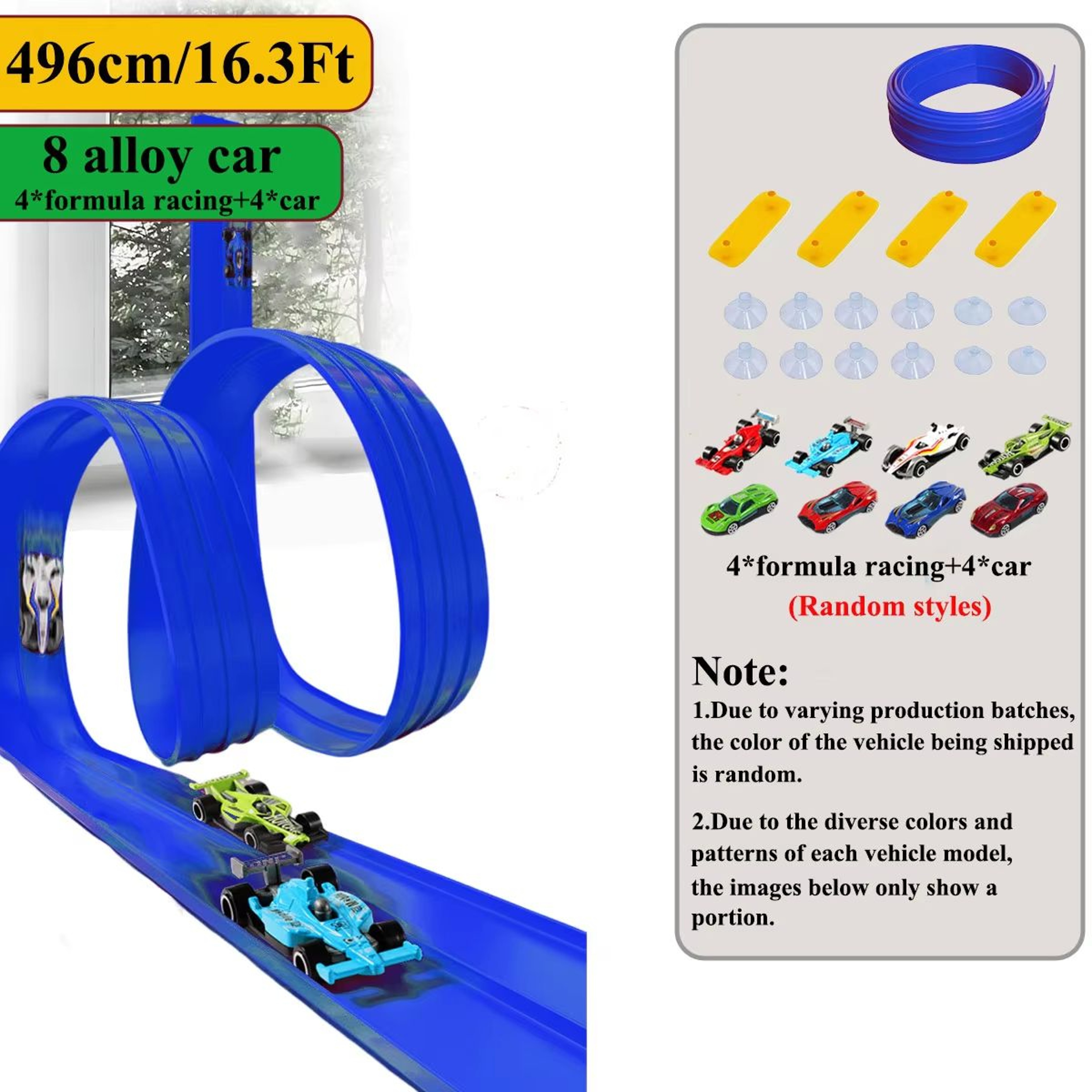 13 Ft  163 Ft Flexible Track Car Set With Mini Racing Cars 13