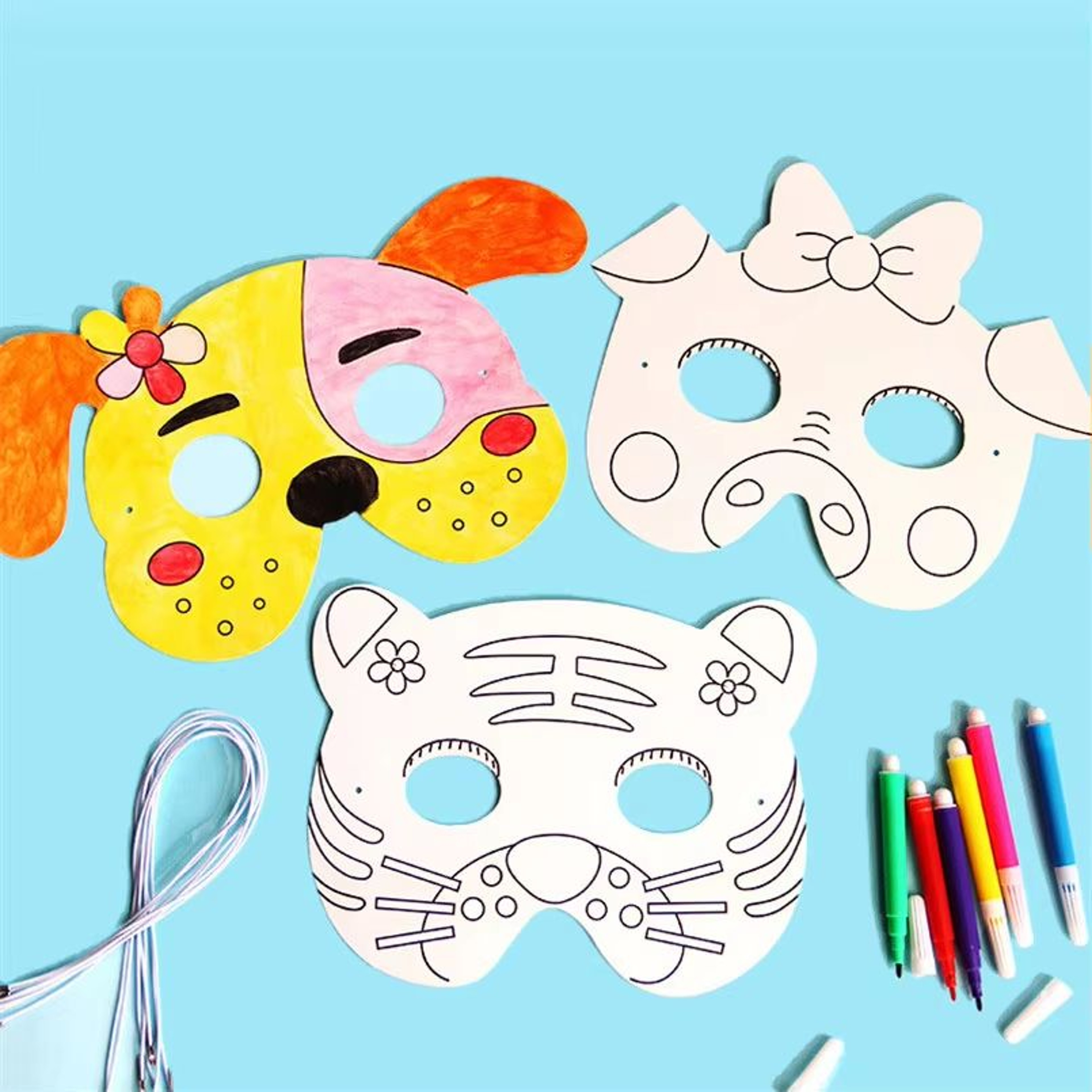 Kids 8Piece Cartoon Animal DIY Mask Craft Kit 0
