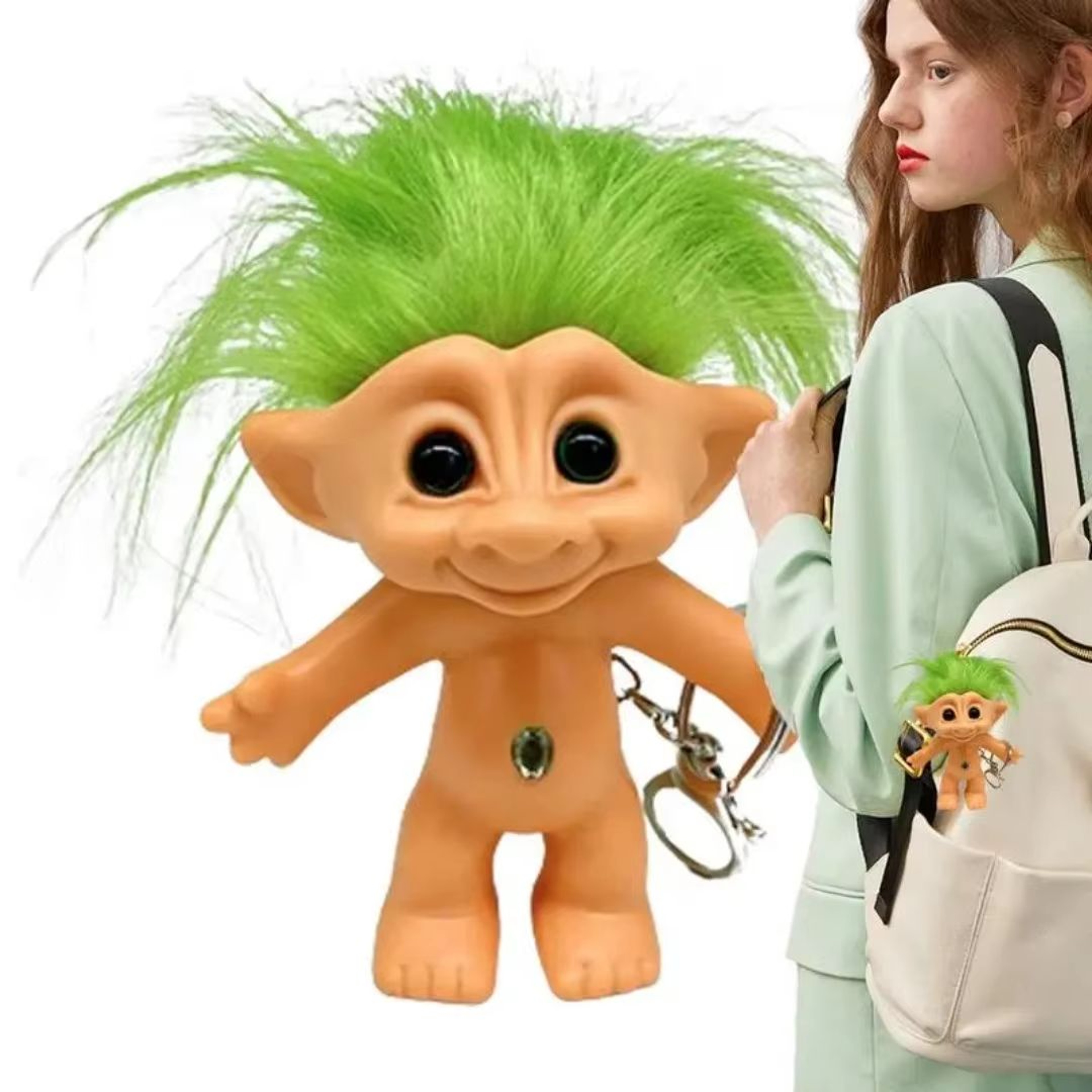 10cm Colorful Hair Troll Doll Keychain Good Luck Bag Charm 0