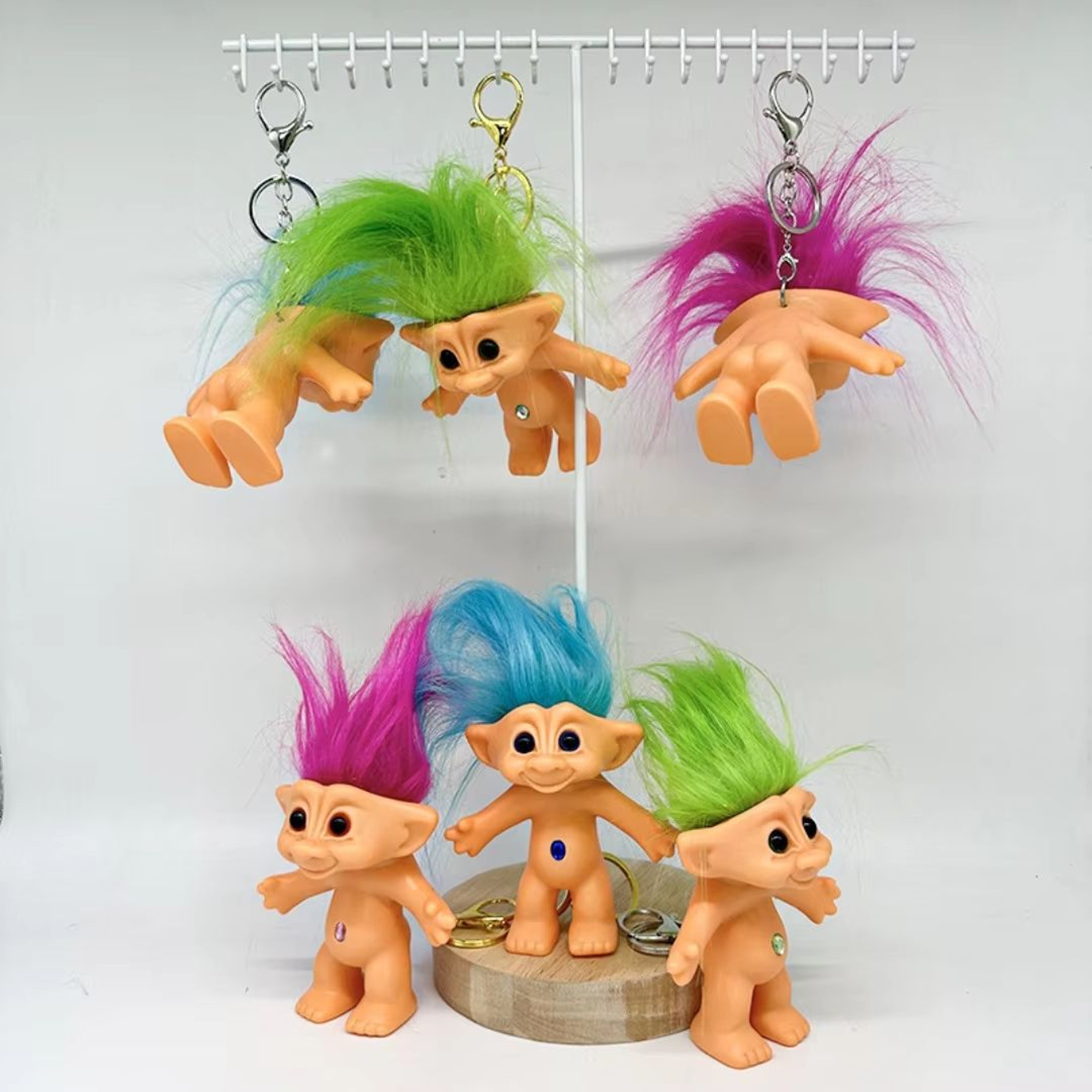 10cm Colorful Hair Troll Doll Keychain Good Luck Bag Charm 4