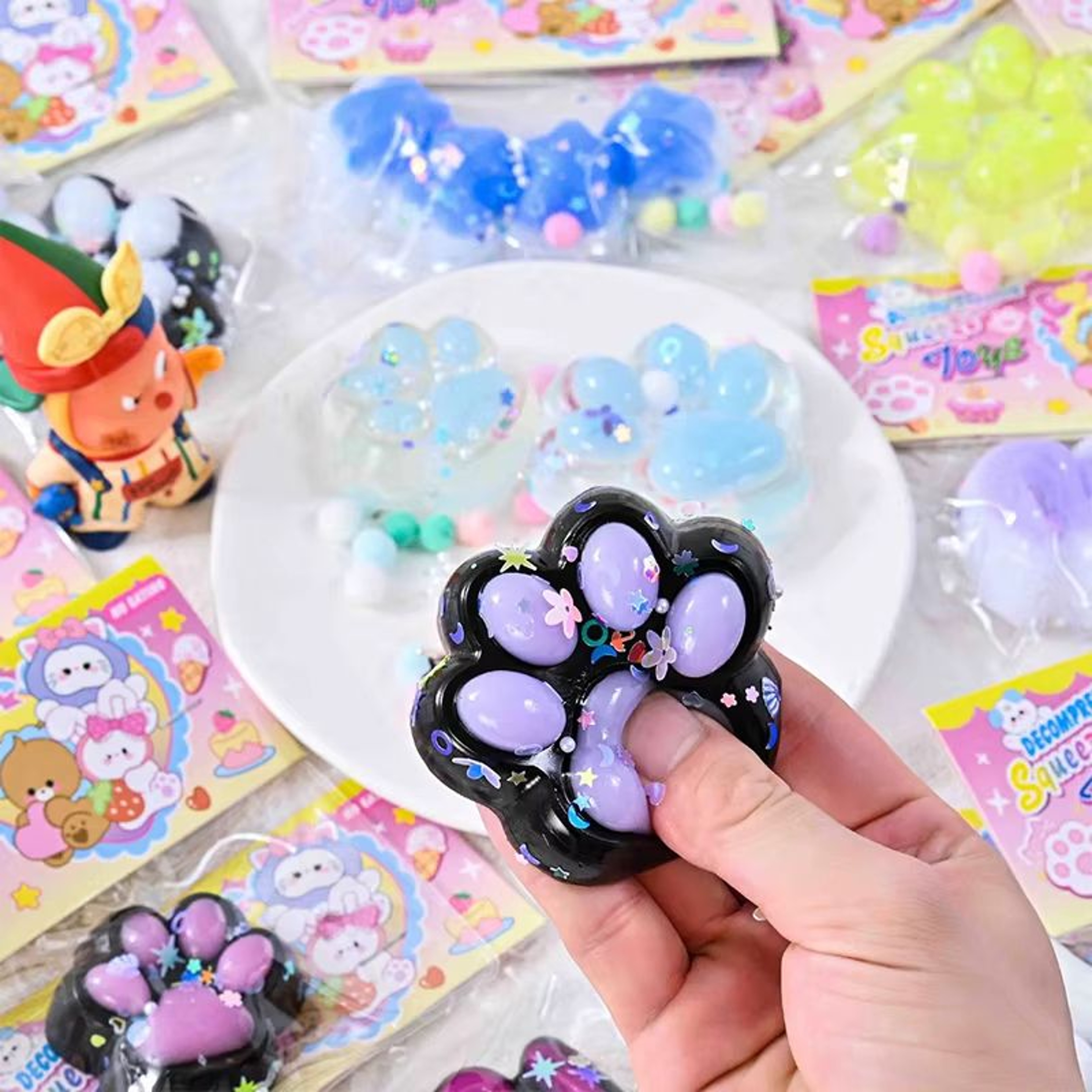 Kawaii Taba Cat Paw Plush Fidget Squeeze Toy 0