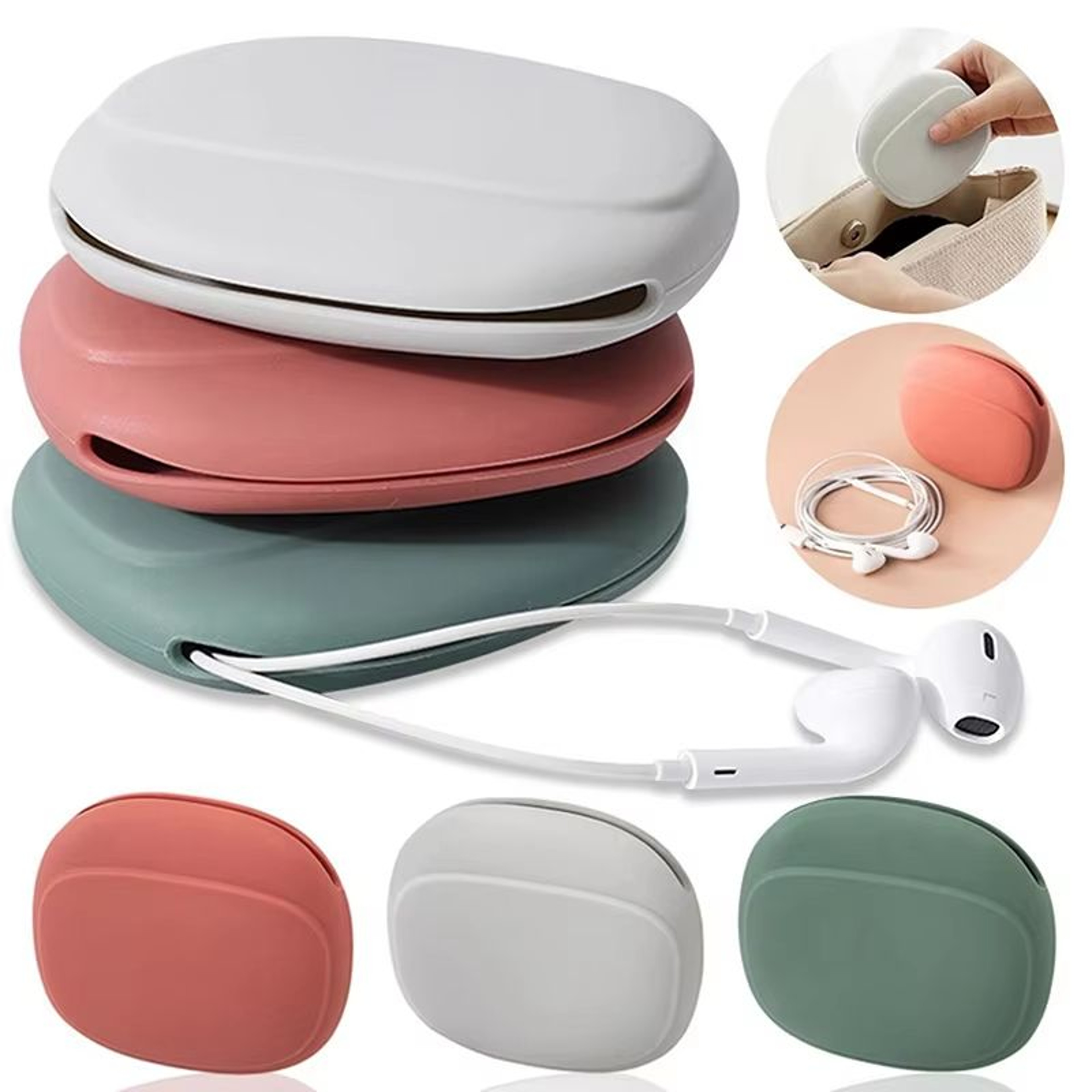 Compact Silicone Travel Cable  Earphone Organizer Case 0