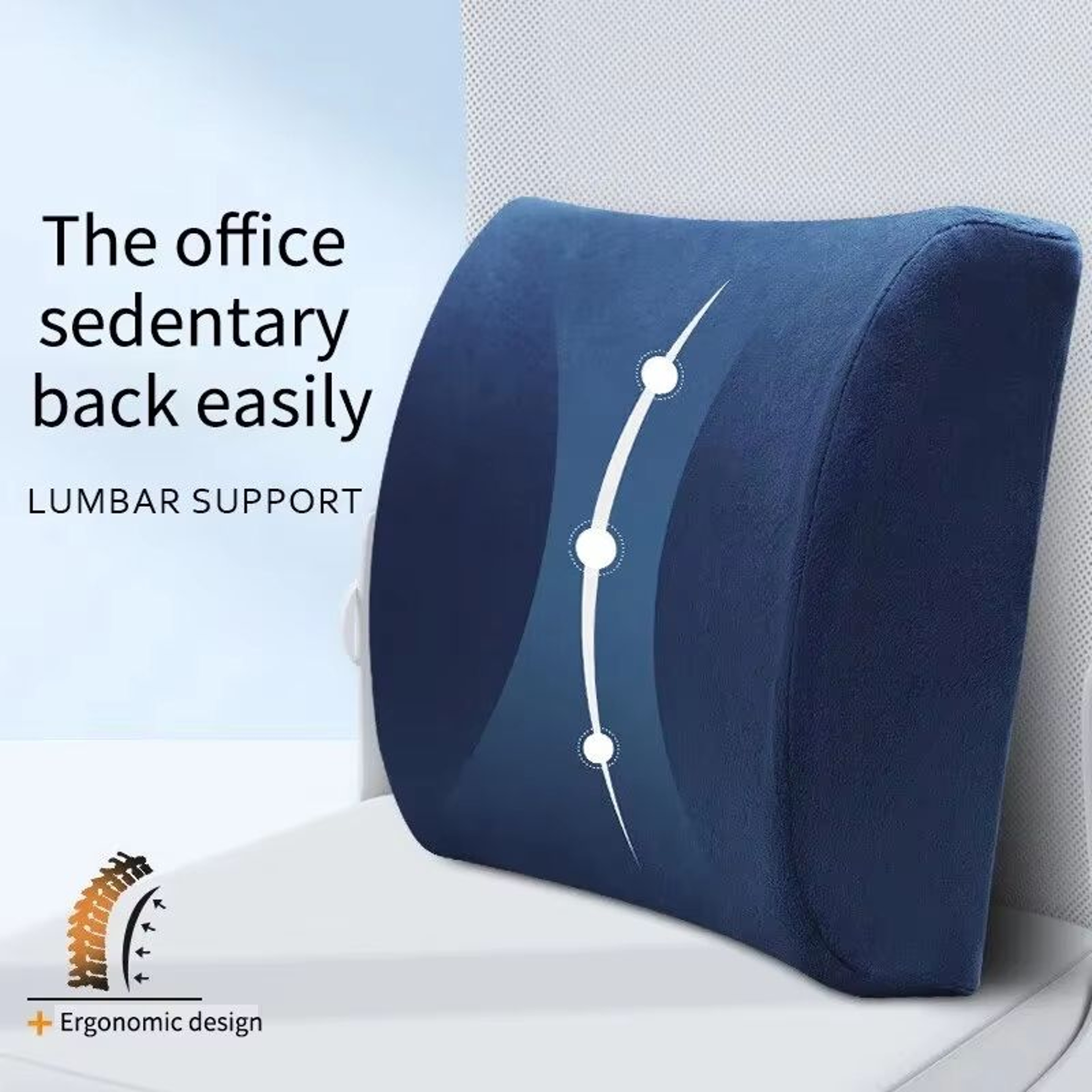 Memory Foam Lumbar Support Pillow  Ergonomic Car Seat  Office Chair Cushion With Breathable Mesh Co 0