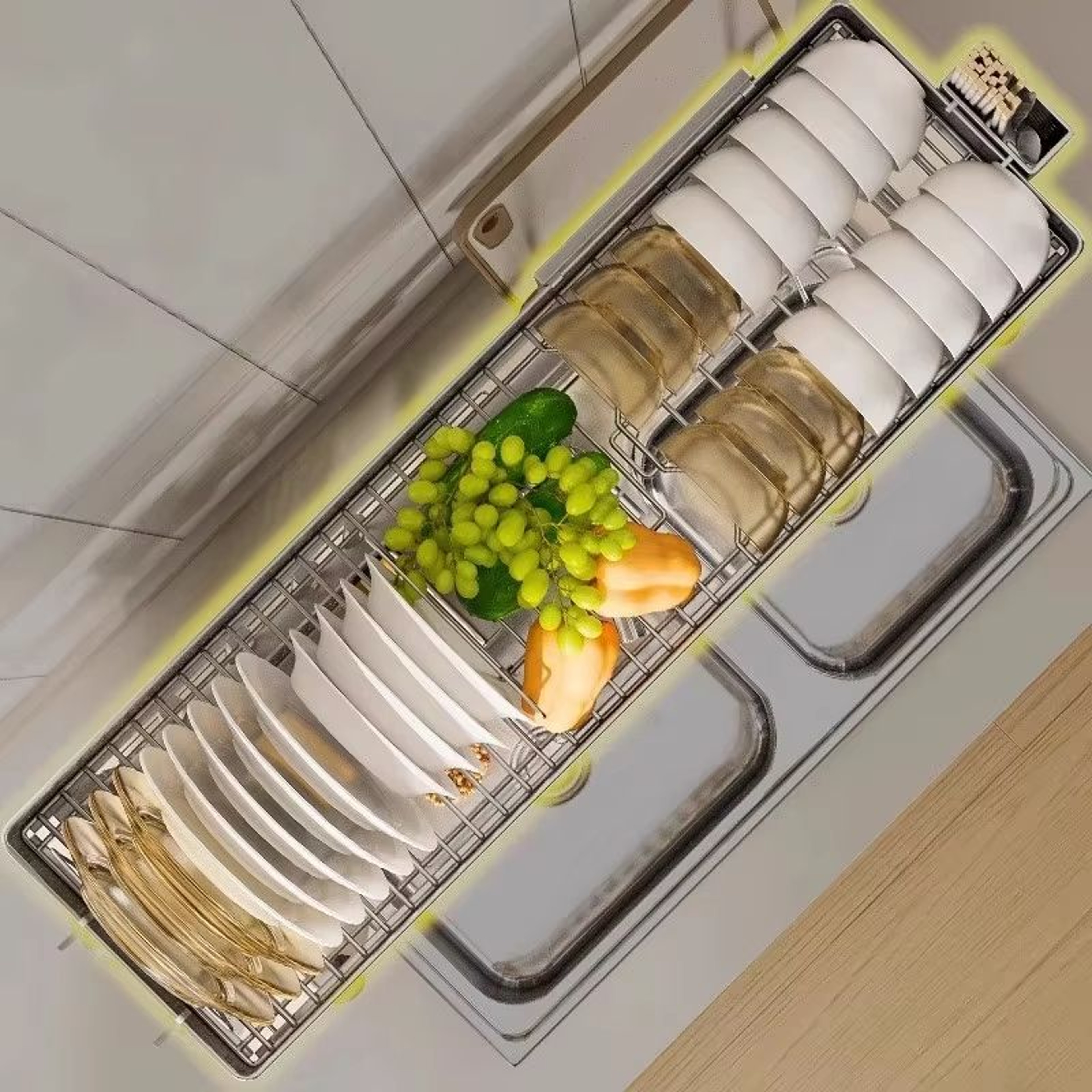 Adjustable OverSink Stainless Steel Dish Drying Rack 4