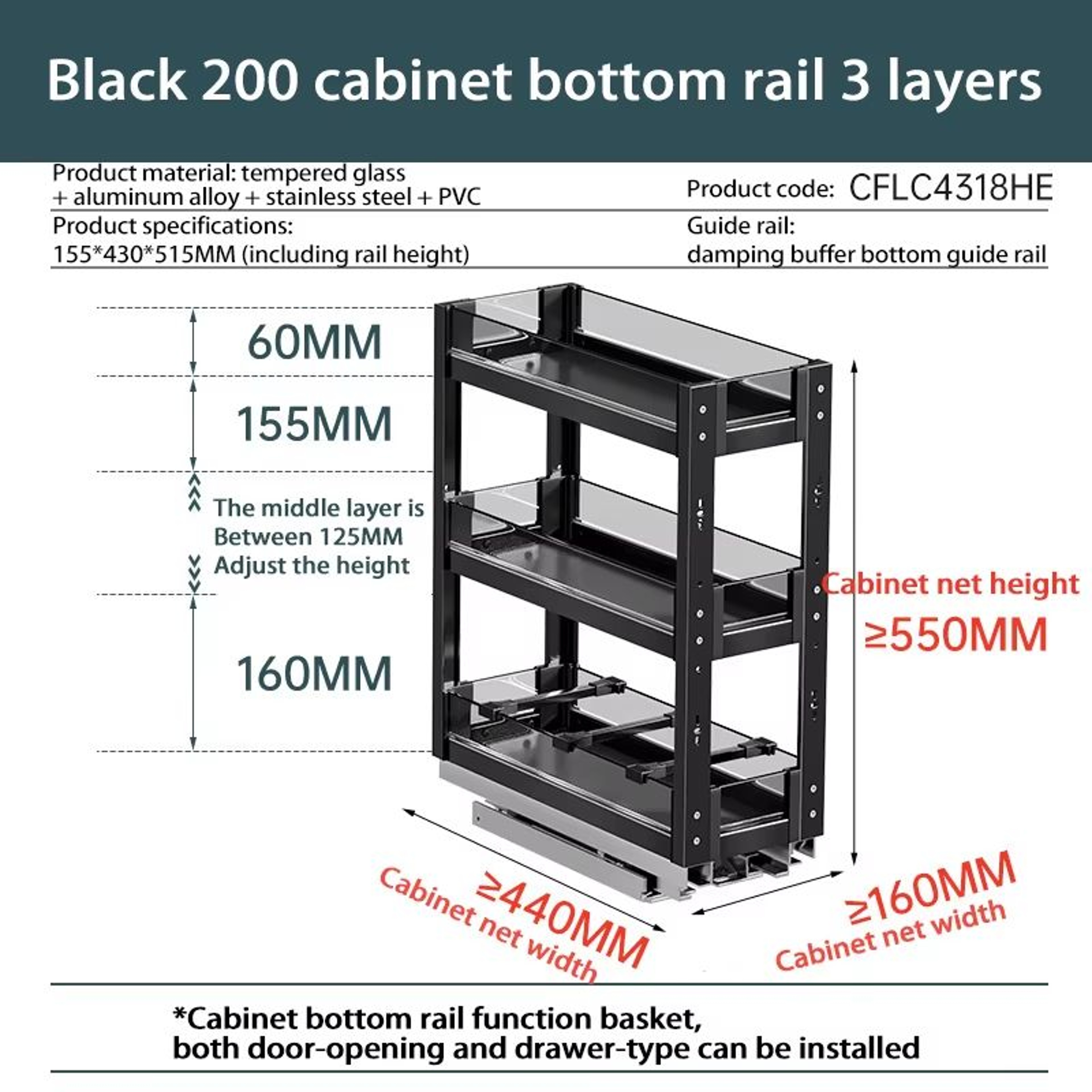 Aluminum Alloy Pull Out Spice Rack For Narrow Kitchen Cabinet 14