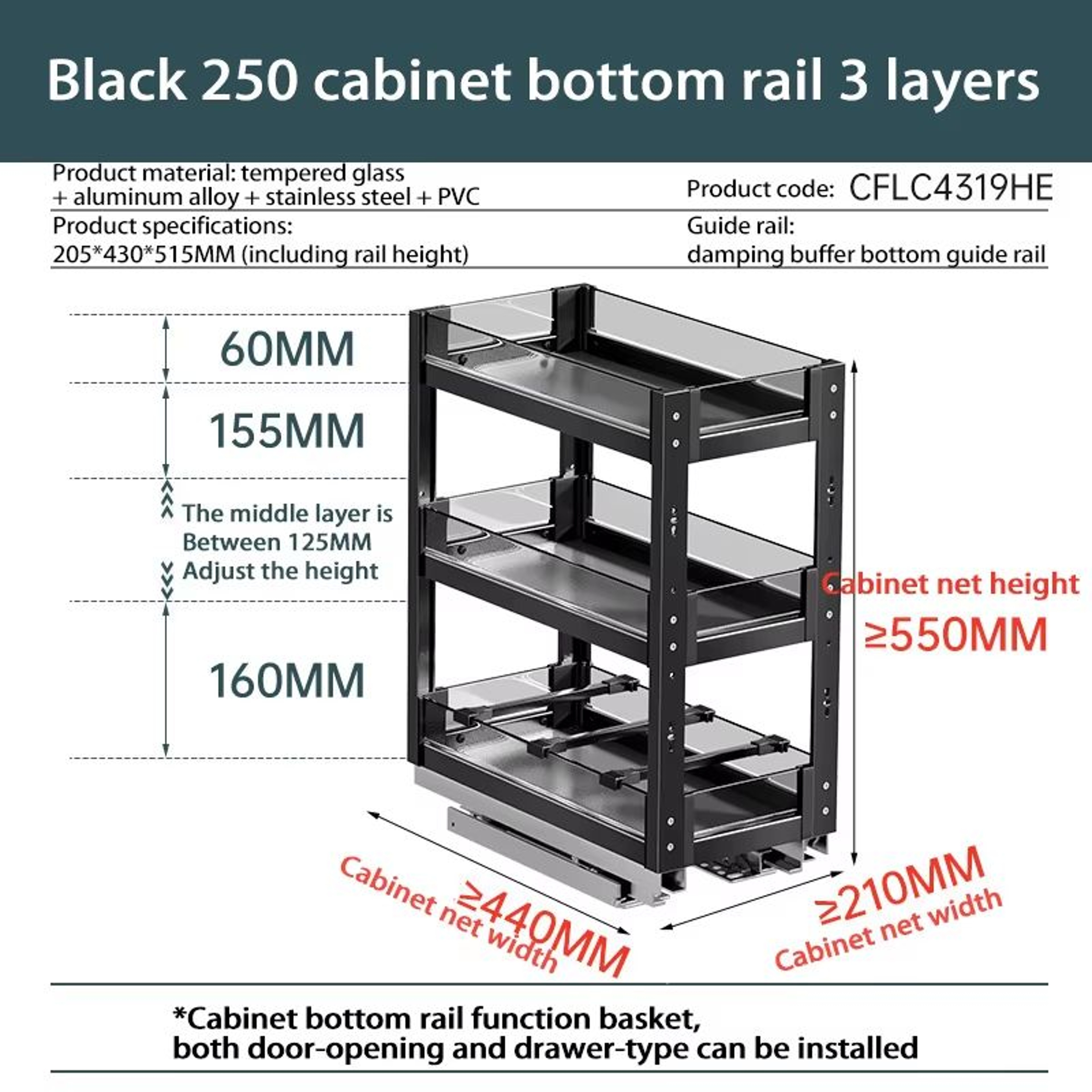 Aluminum Alloy Pull Out Spice Rack For Narrow Kitchen Cabinet 15