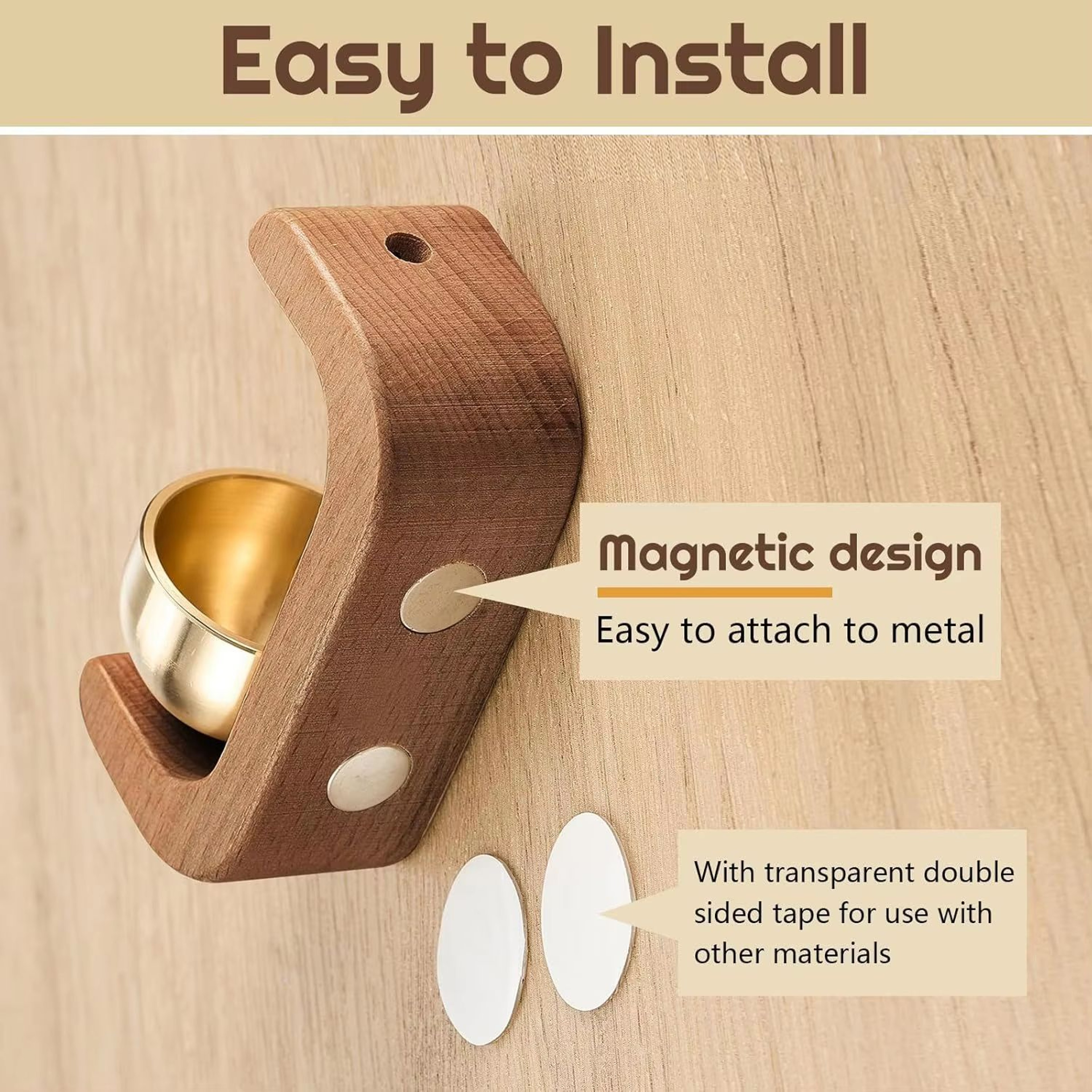Magnetic Oak And Copper Indoor Doorbell Wind Chime 0