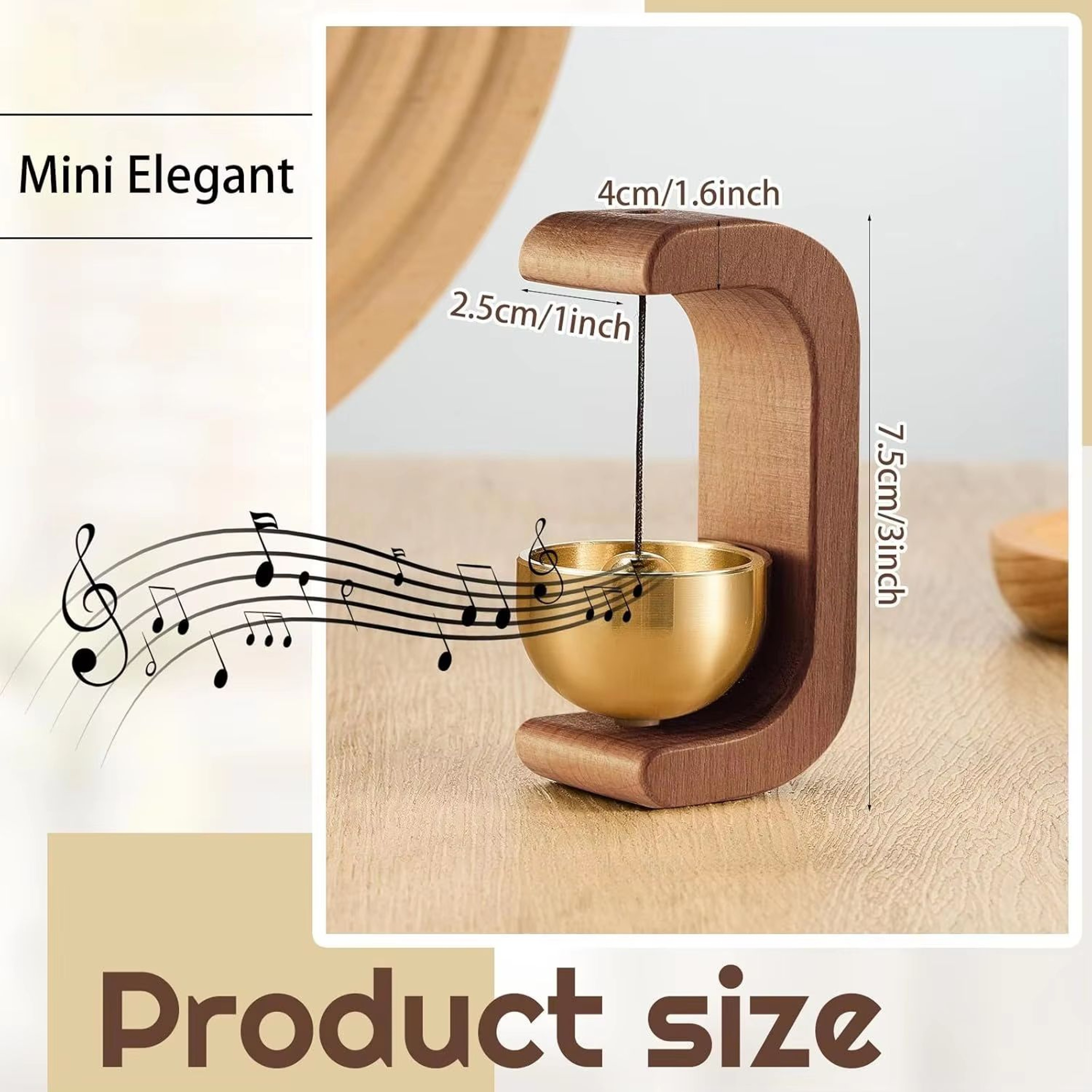 Magnetic Oak And Copper Indoor Doorbell Wind Chime 3