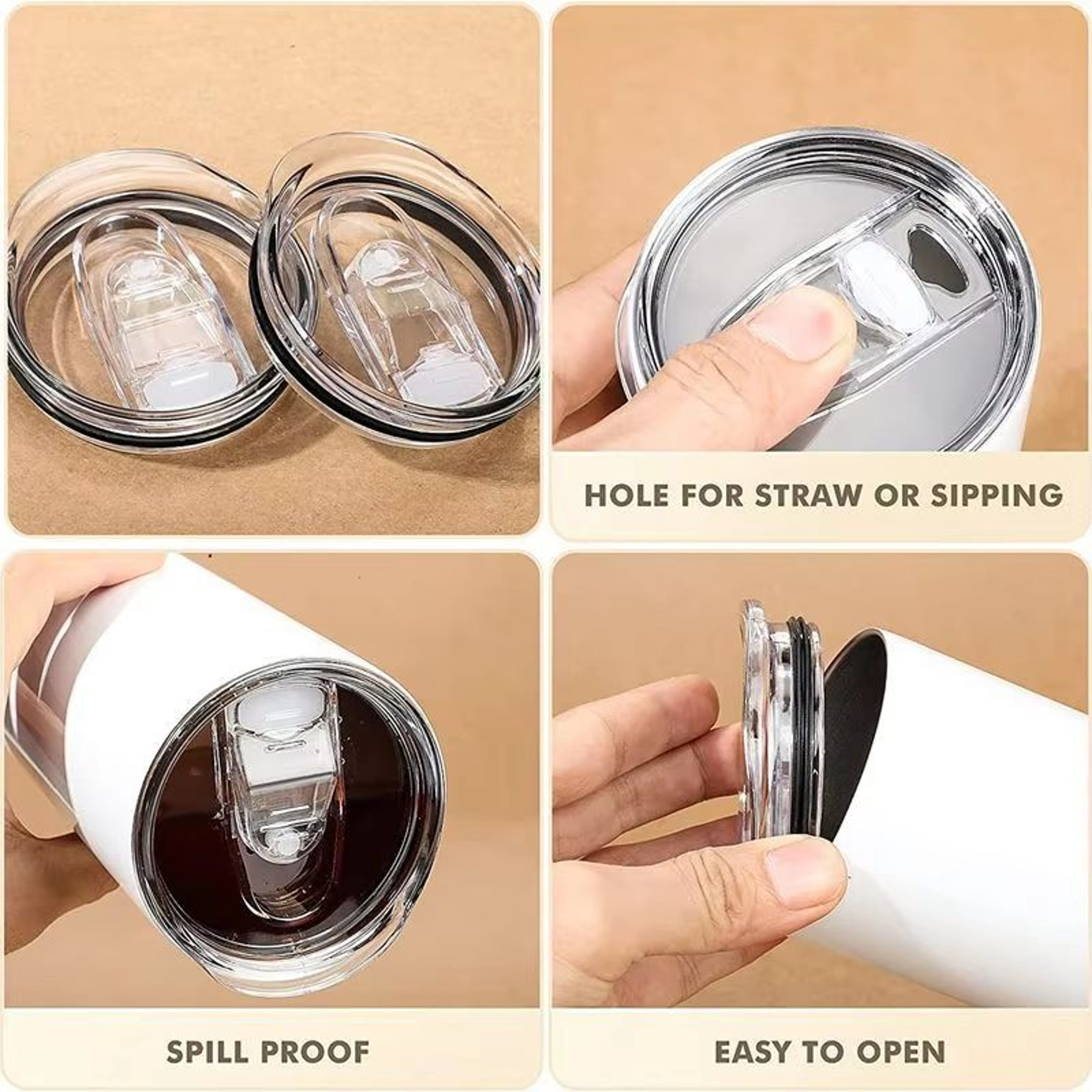 Clear SpillProof 20oz Tumbler Replacement Lid 1 Or 2 Pack 0